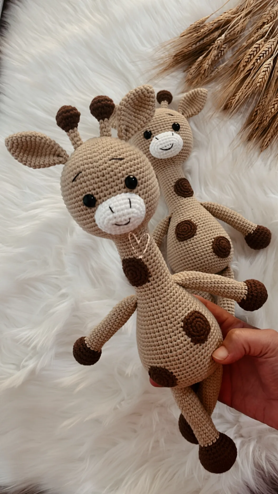 Beige Amigurumi Giraffe Toy - Hand Knitted Cute Baby Gift