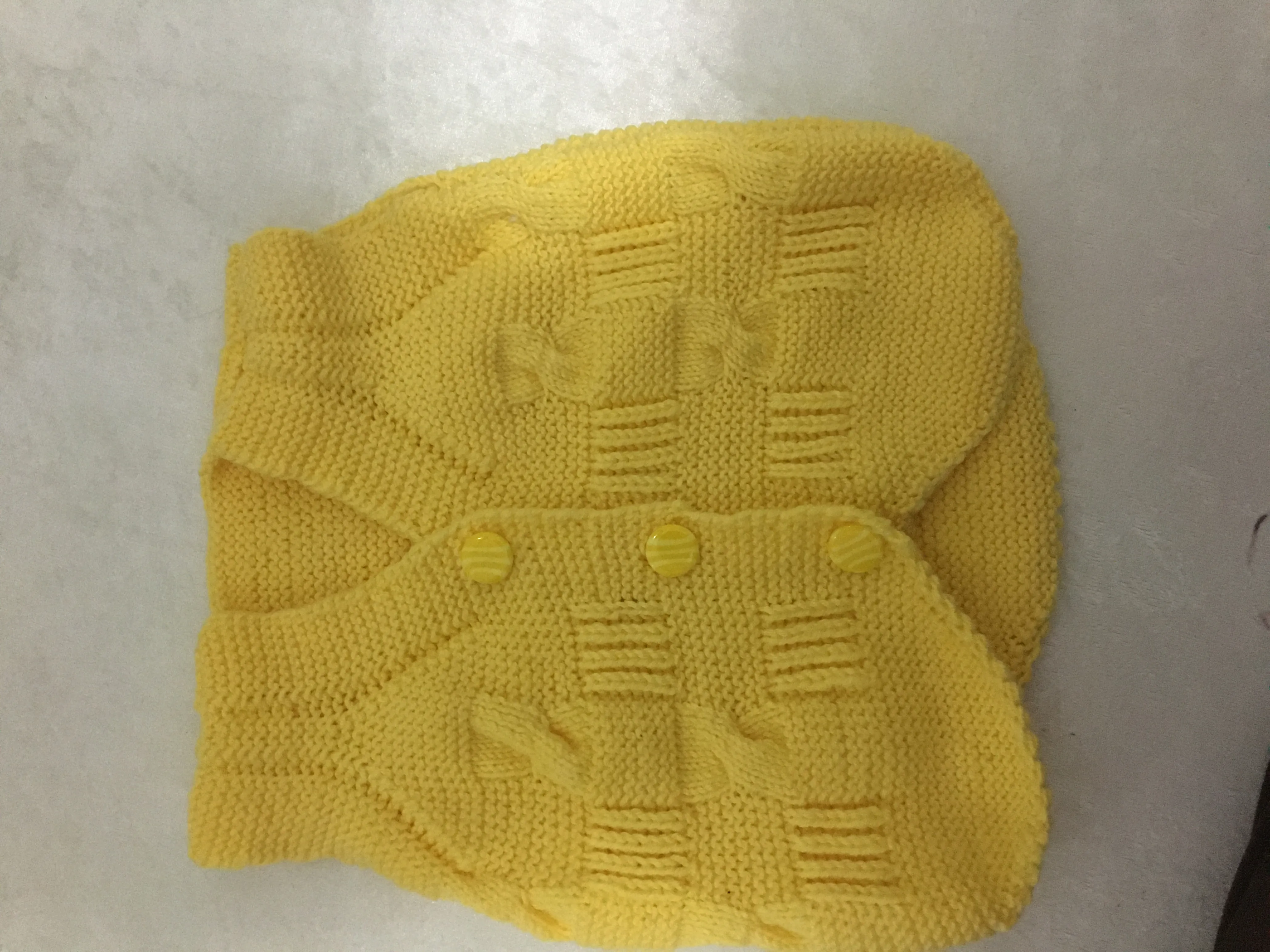 Yellow Knitted Baby Vest - Buttoned, Special Design and Handmade