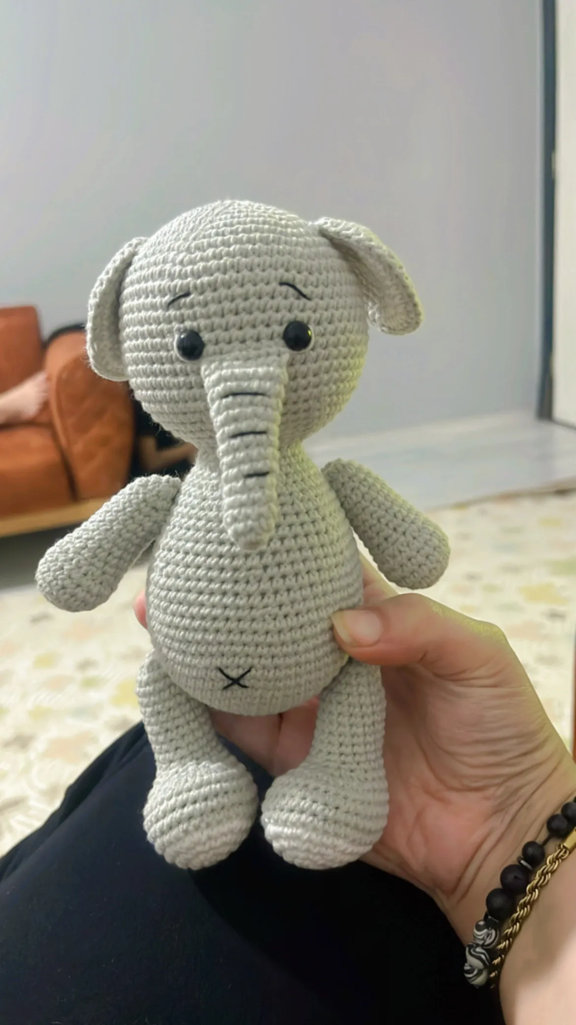 Açık Mavi Amigurumi Fil Oyuncak Bebek Uyku Arkadaşı - El Yapımı