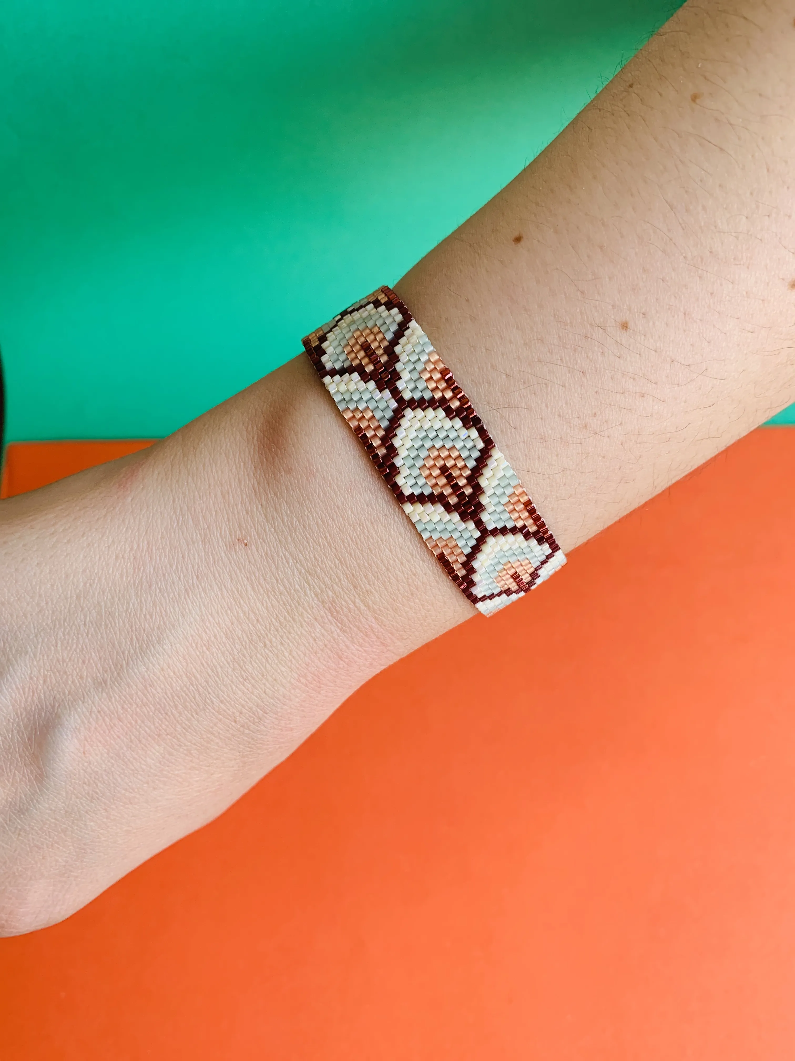 Geometric Patterned Miyuki Bead Bracelet - Handmade Special Design