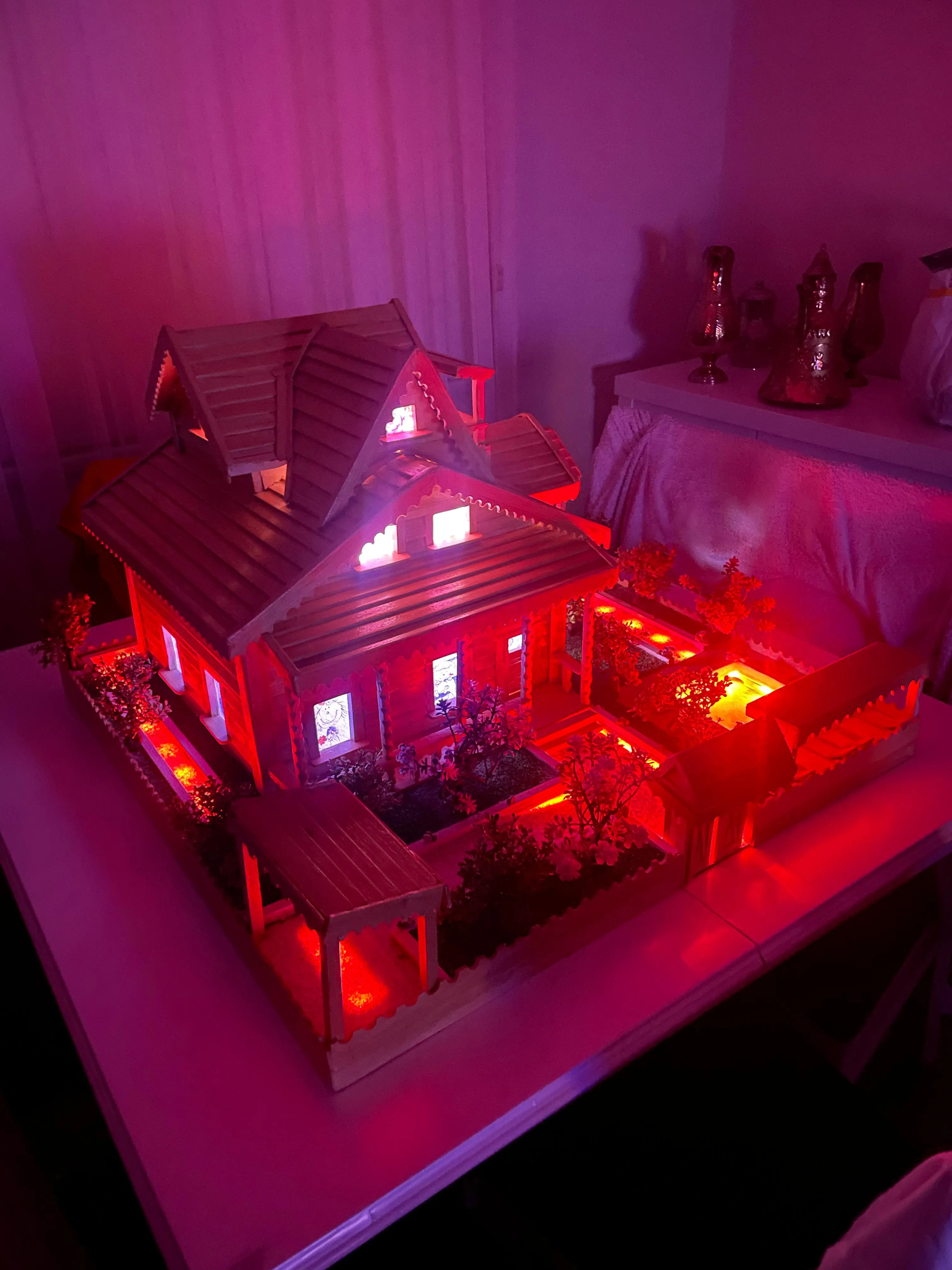 Ahşap LED Gece Lambası Ev Maketi - Dekoratif Aydınlatma