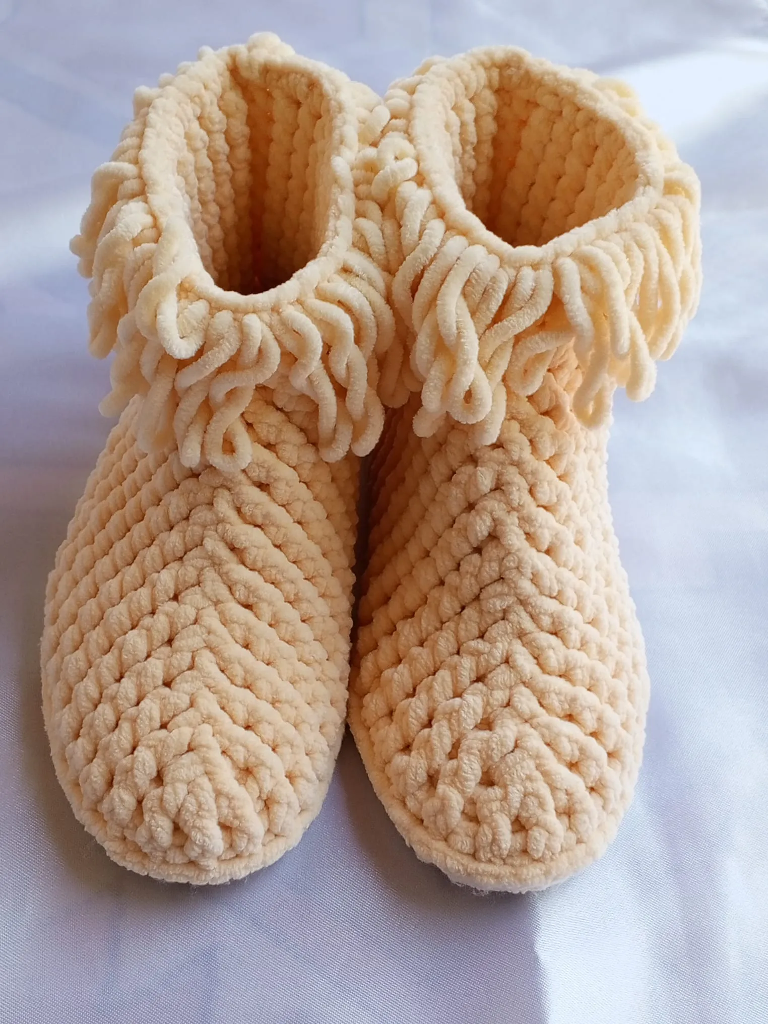 Cream Color Knitted Baby Home Boot - Hand Knitted with Knitted Lady Yarn