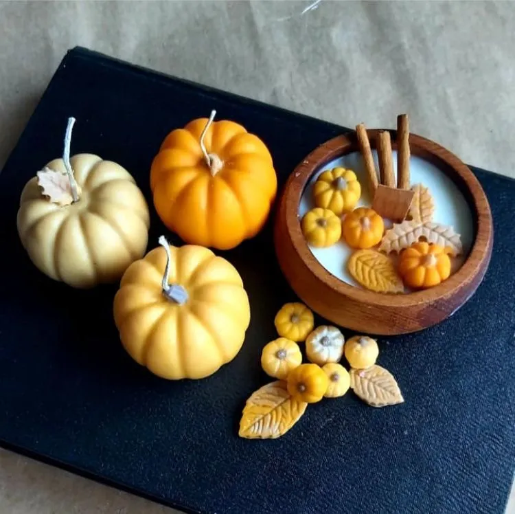 Doğal Soya Mum Seti – Balkabağı Temalı Dekoratif Mumlar