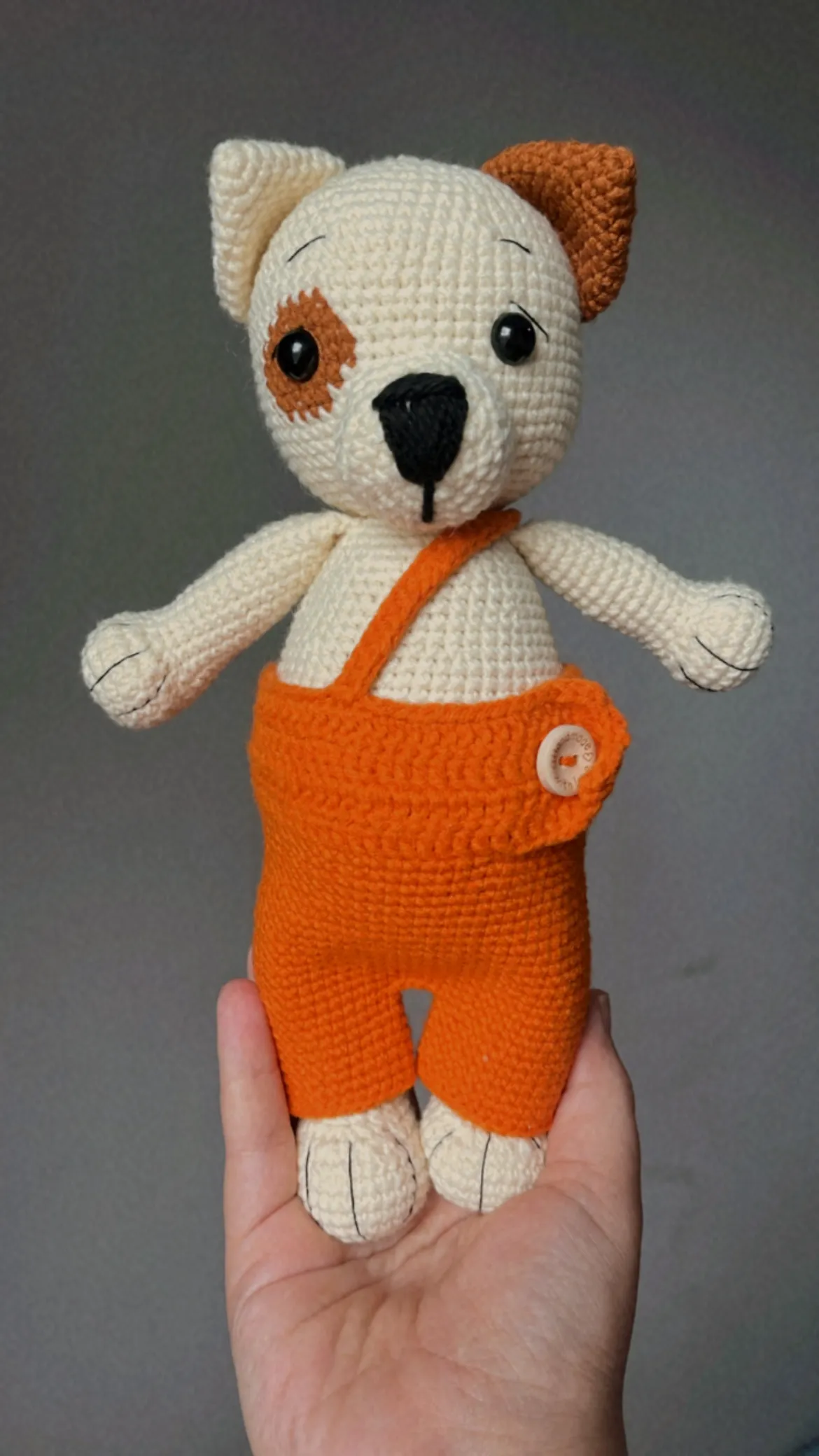 Orange Jumpsuit Amigurumi Dog Toy - Handmade Gift