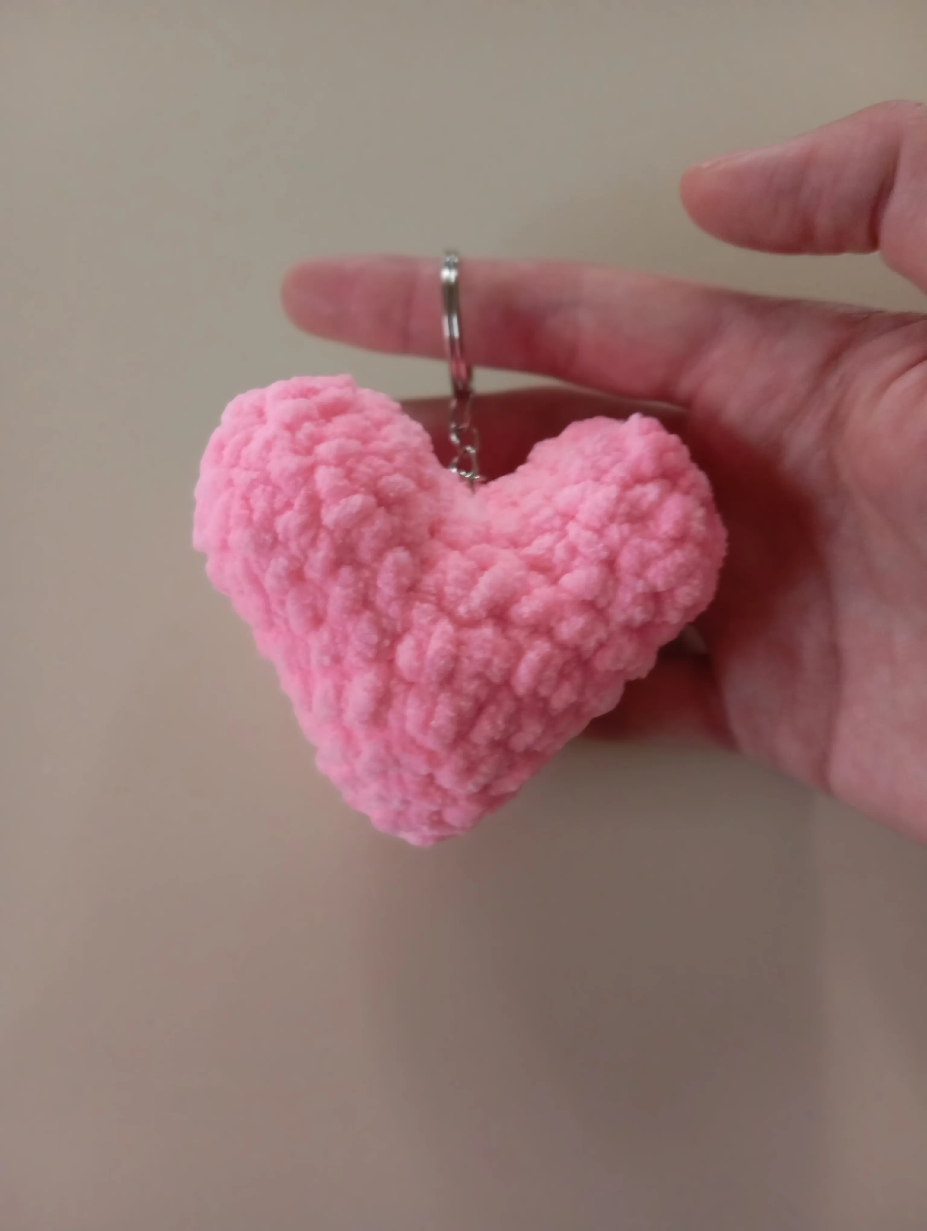 Pink Plush Heart Keychain - Decorative and Cute Keychain