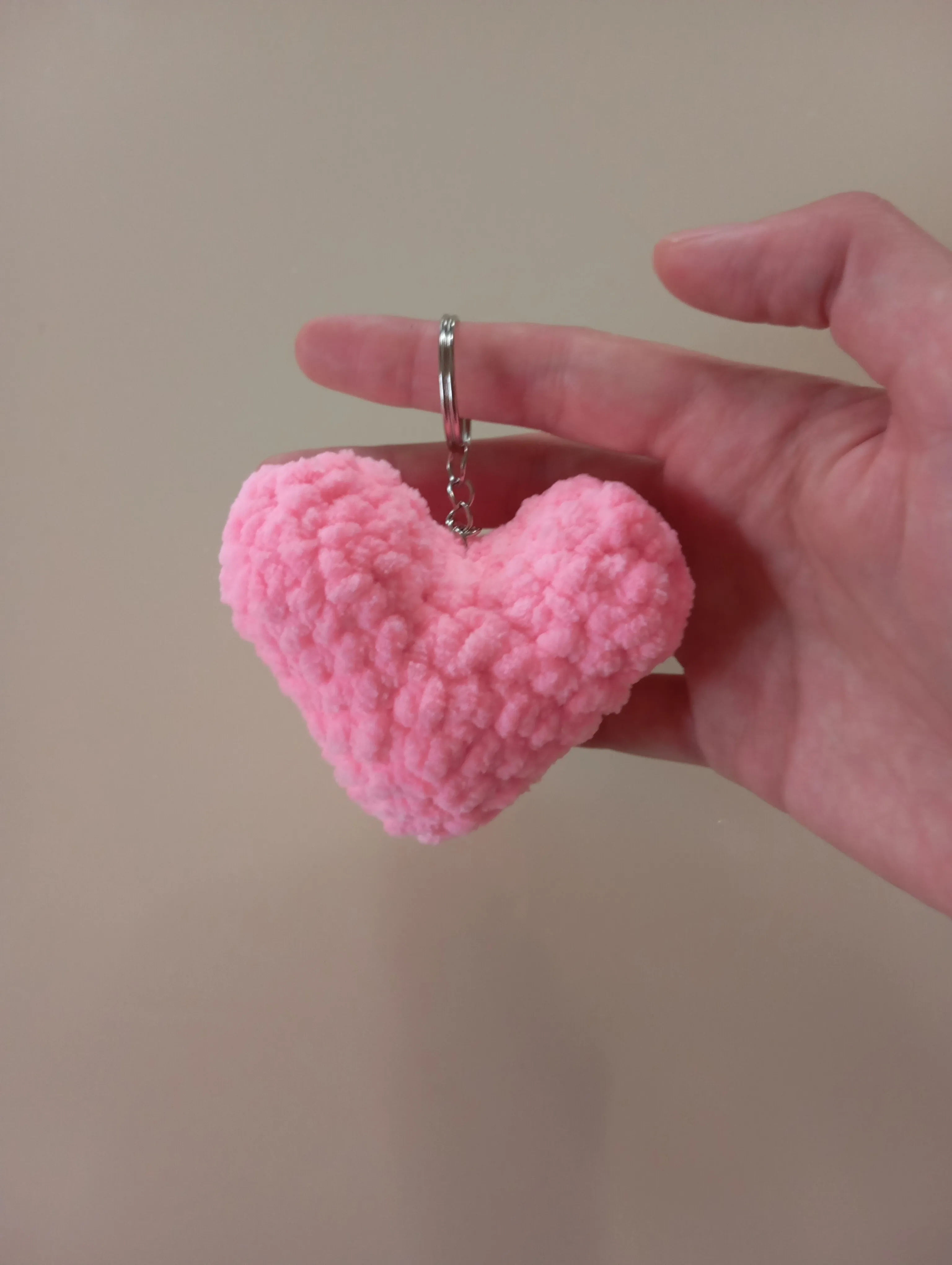 Pink Plush Heart Keychain - Decorative and Cute Keychain