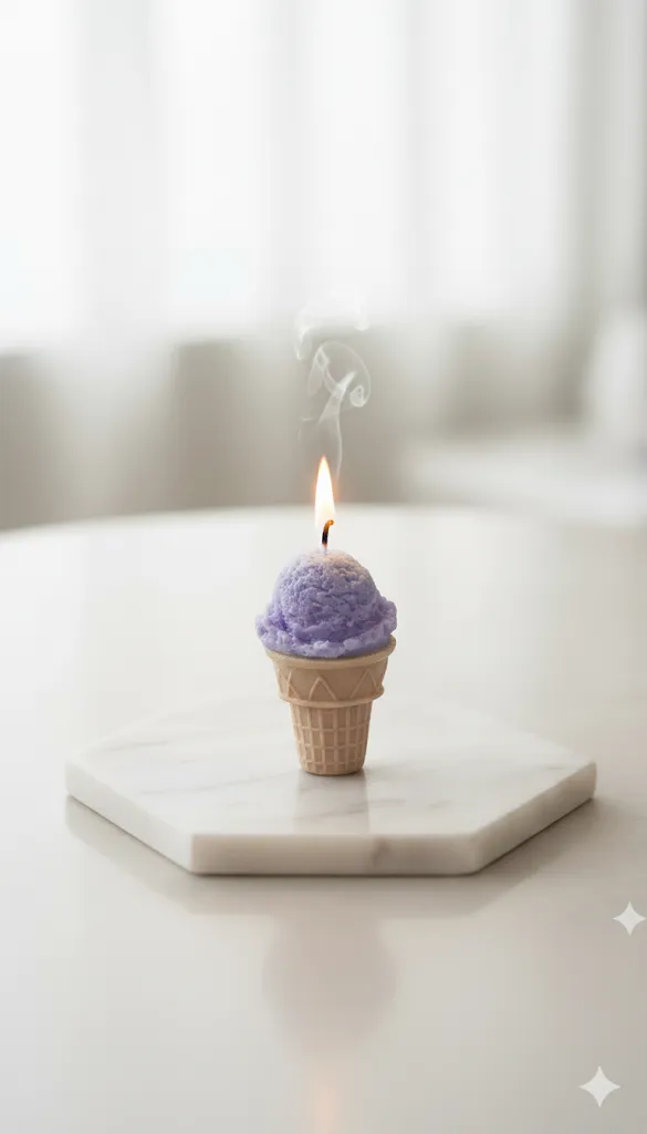 Purple Ice Cream Look Decorative Candle - Blackberry Scented