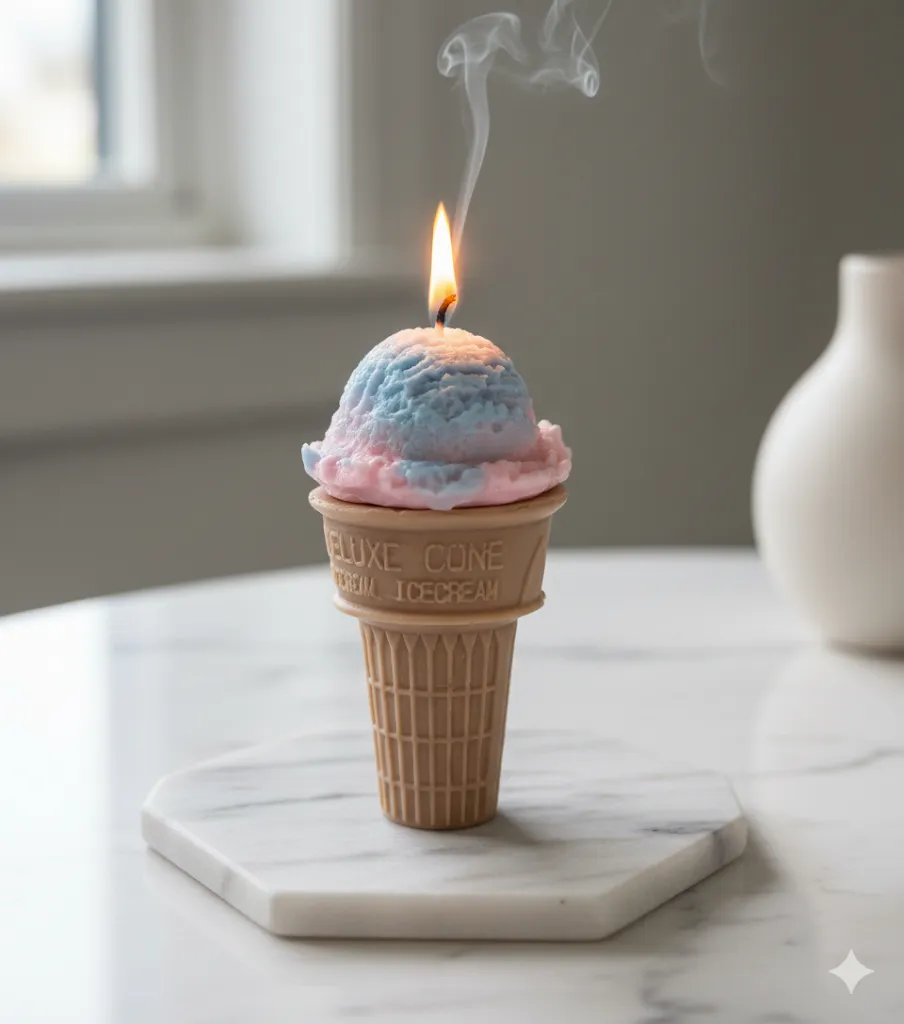 Ice Cream Look Decorative Candle - Colorful and Scented Design