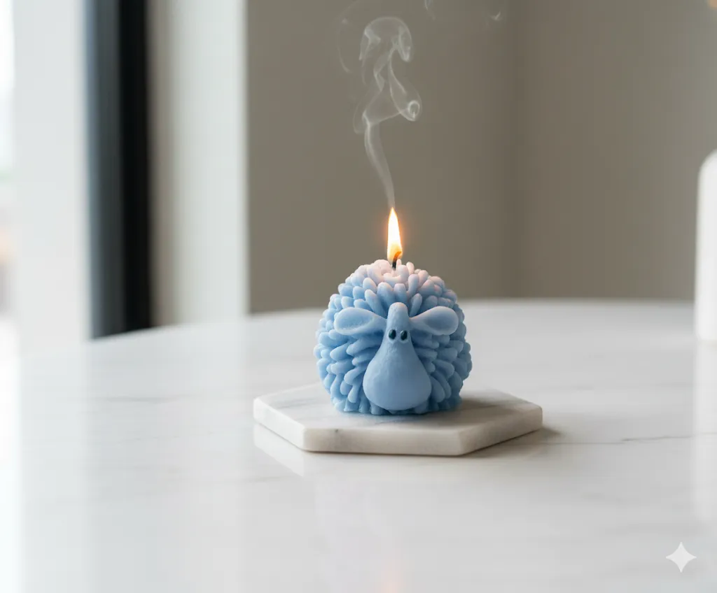 Blue Lamb Shaped Decorative Candle - Handmade Aromatic Design