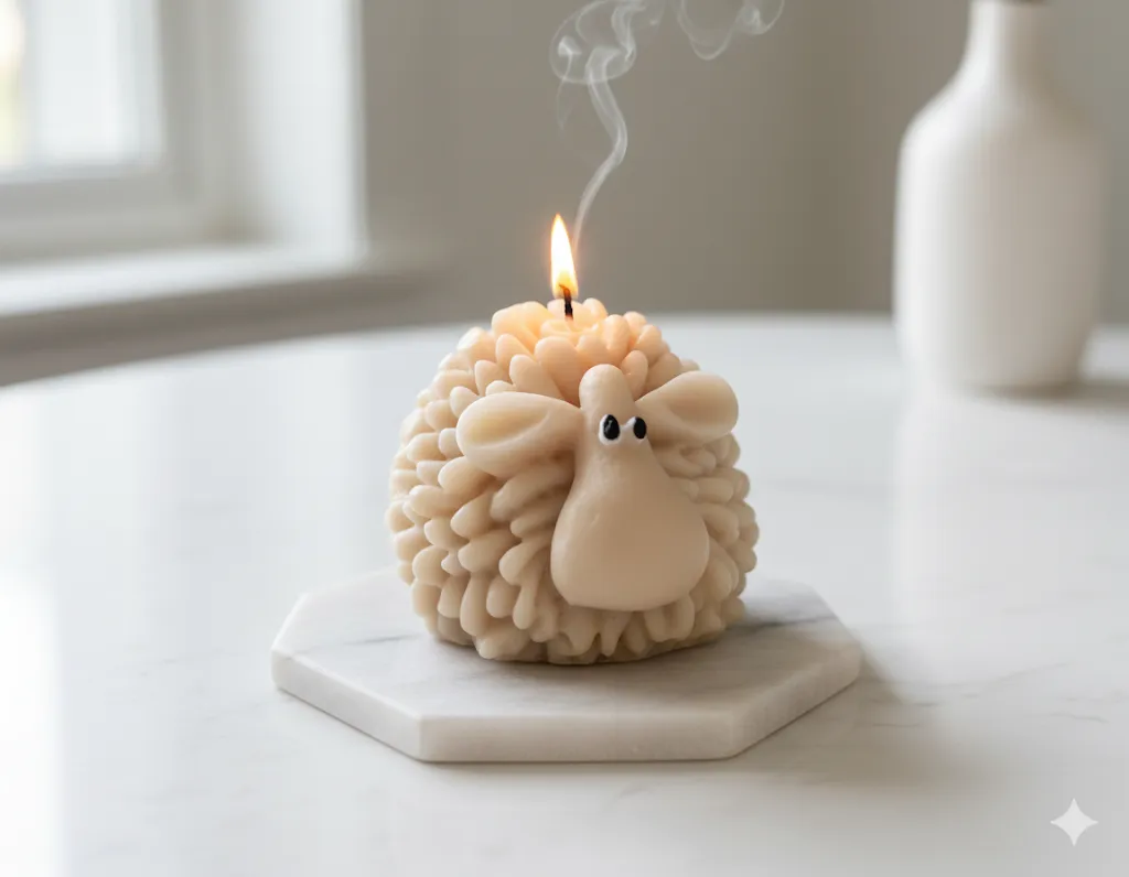 Brown Lamb Shaped Decorative Candle - Handmade Natural Soy Candle