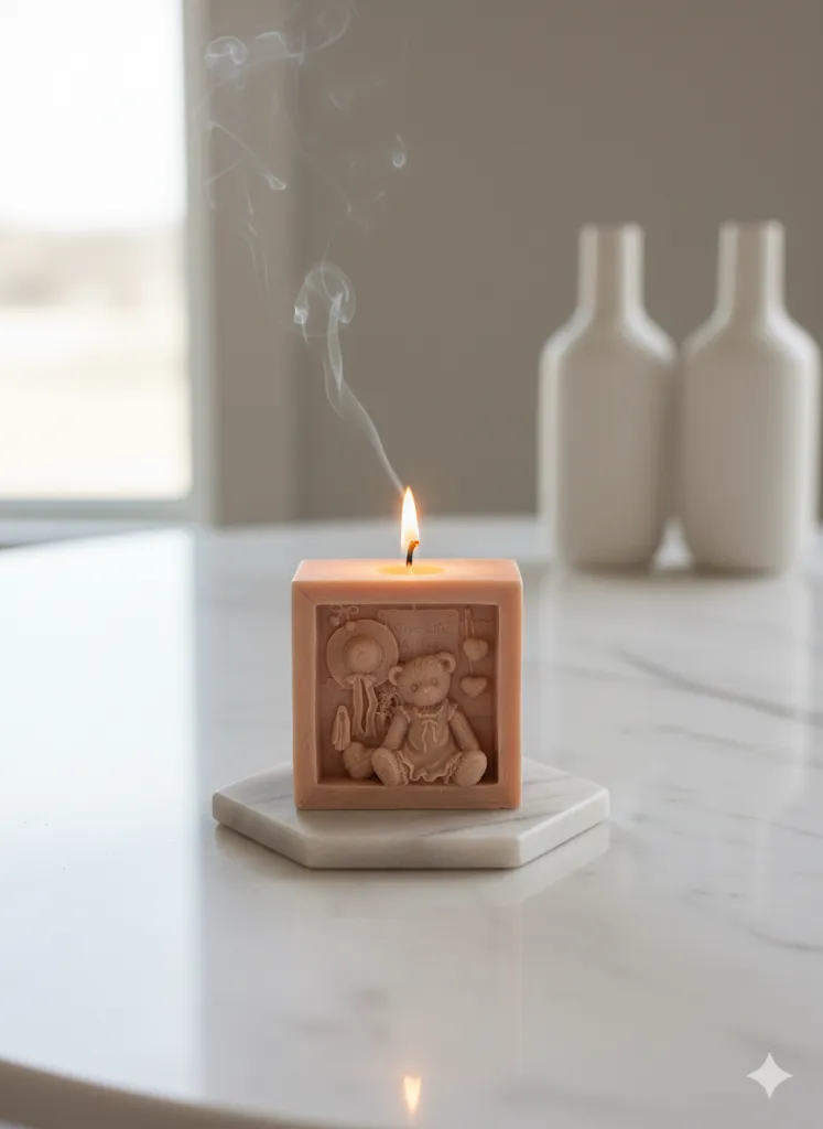 Huggy Bear Mum - Cube Shaped Decorative Scented Handmade Candle