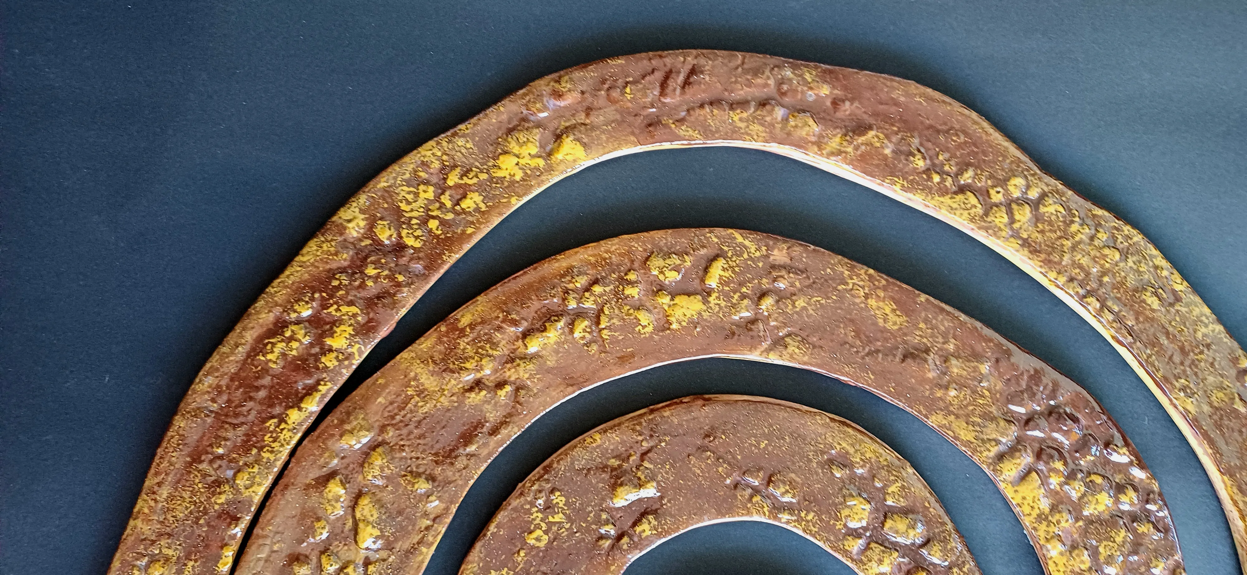 Spiral Designed Brown Ceramic Wall Decor - "Earth" Themed Handmade