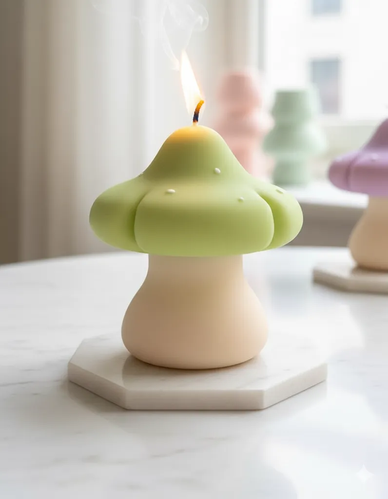 Yeşil Mantar Şeklindeki Mum