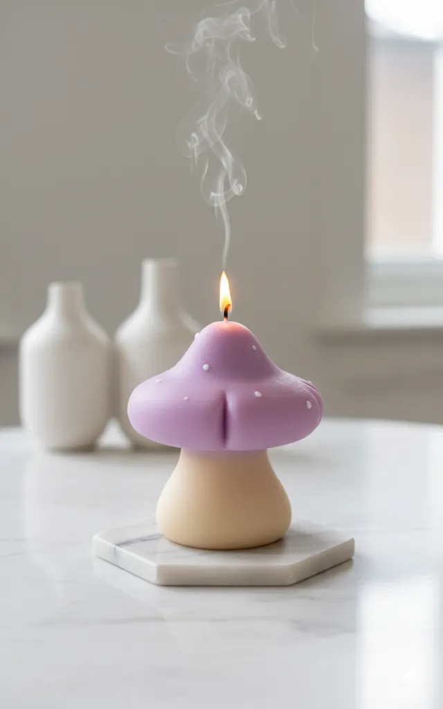 Mor Mantar Şeklinde Mum