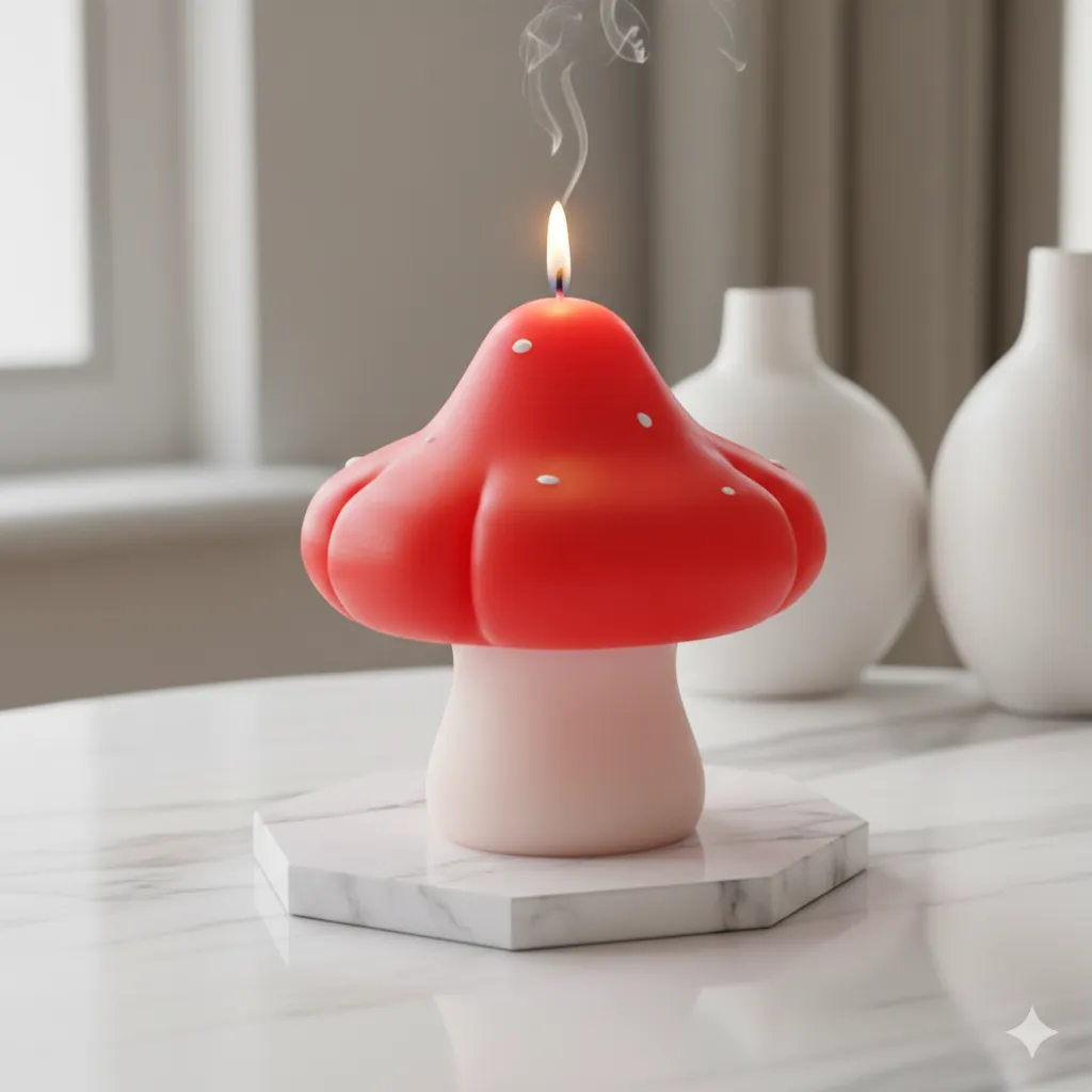 Kırmızı Mantar Şeklindeki Mum