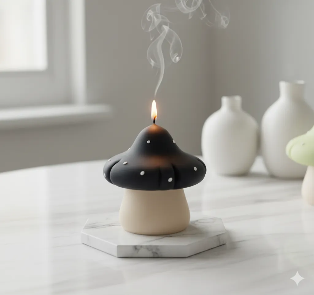 Siyah Başlı Mantar Şeklinde Mum