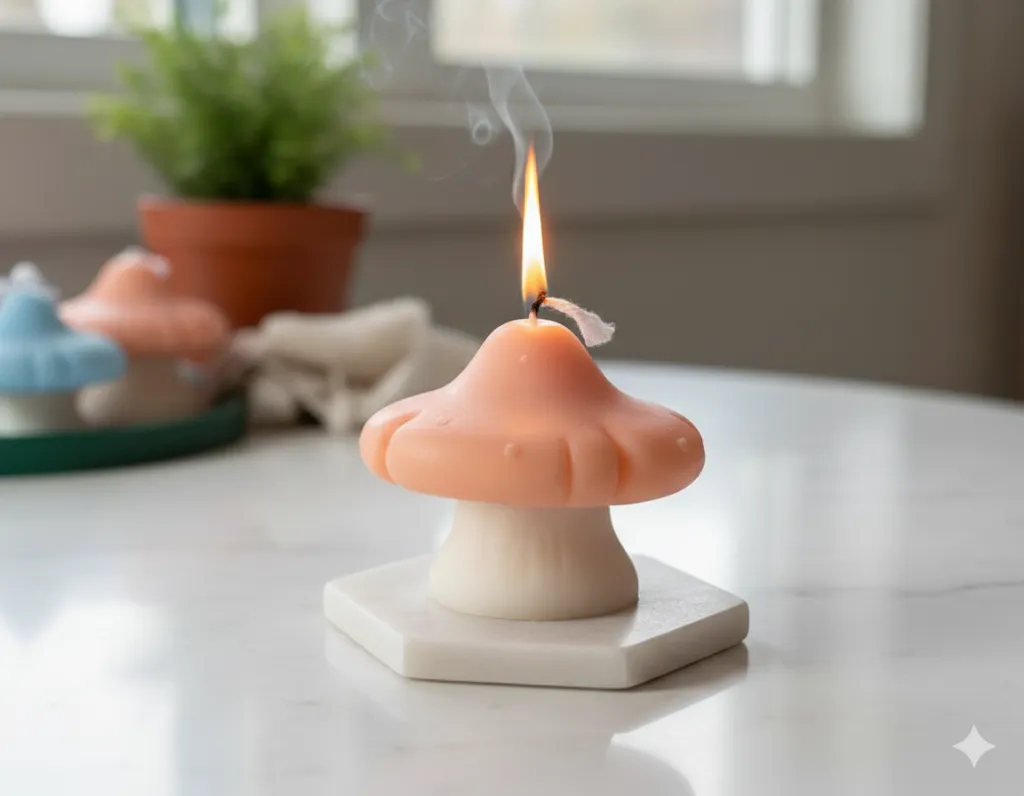 Turuncu Mantar Şeklinde Mum