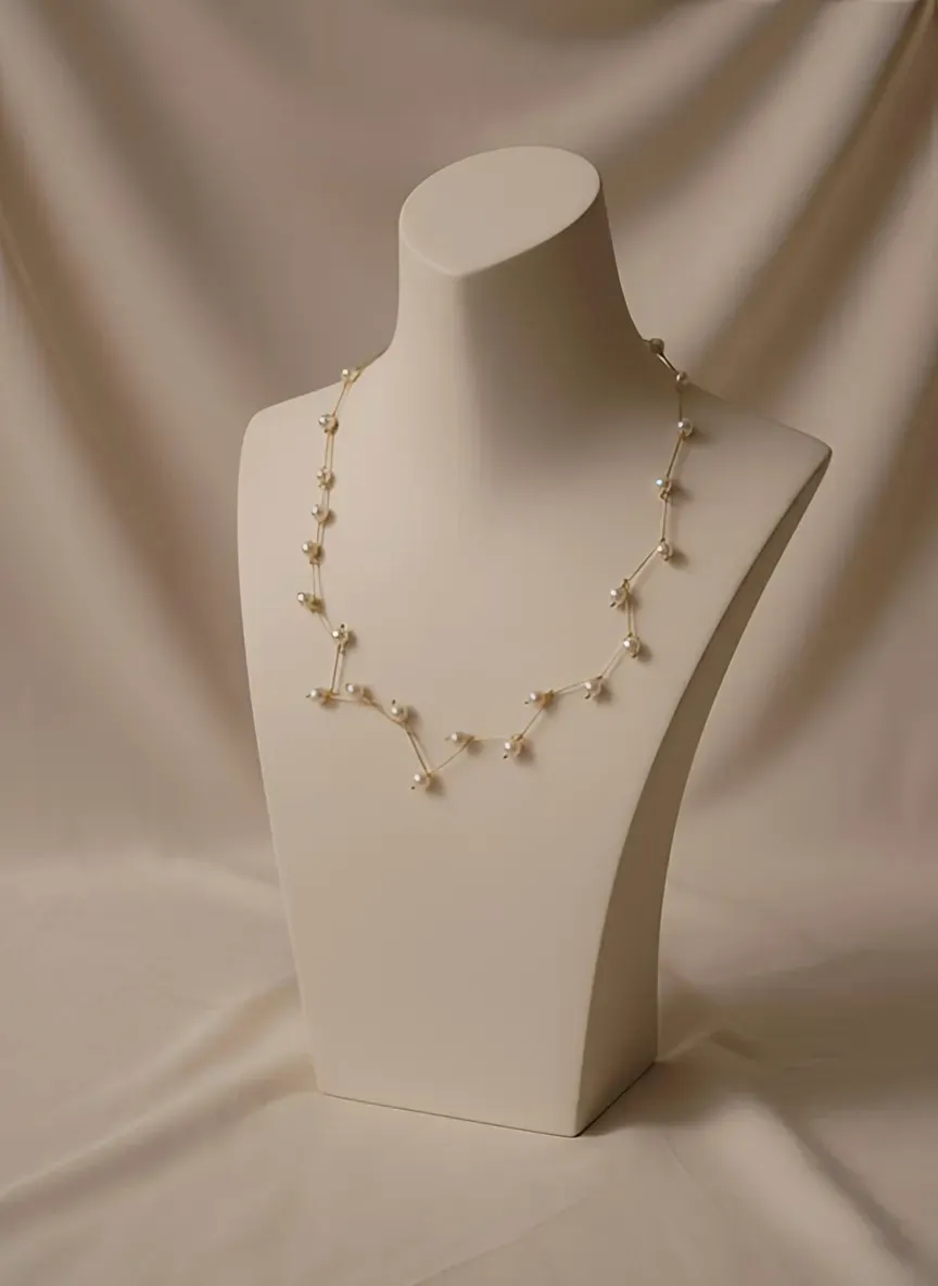 İncili Zarif Gold Kolye