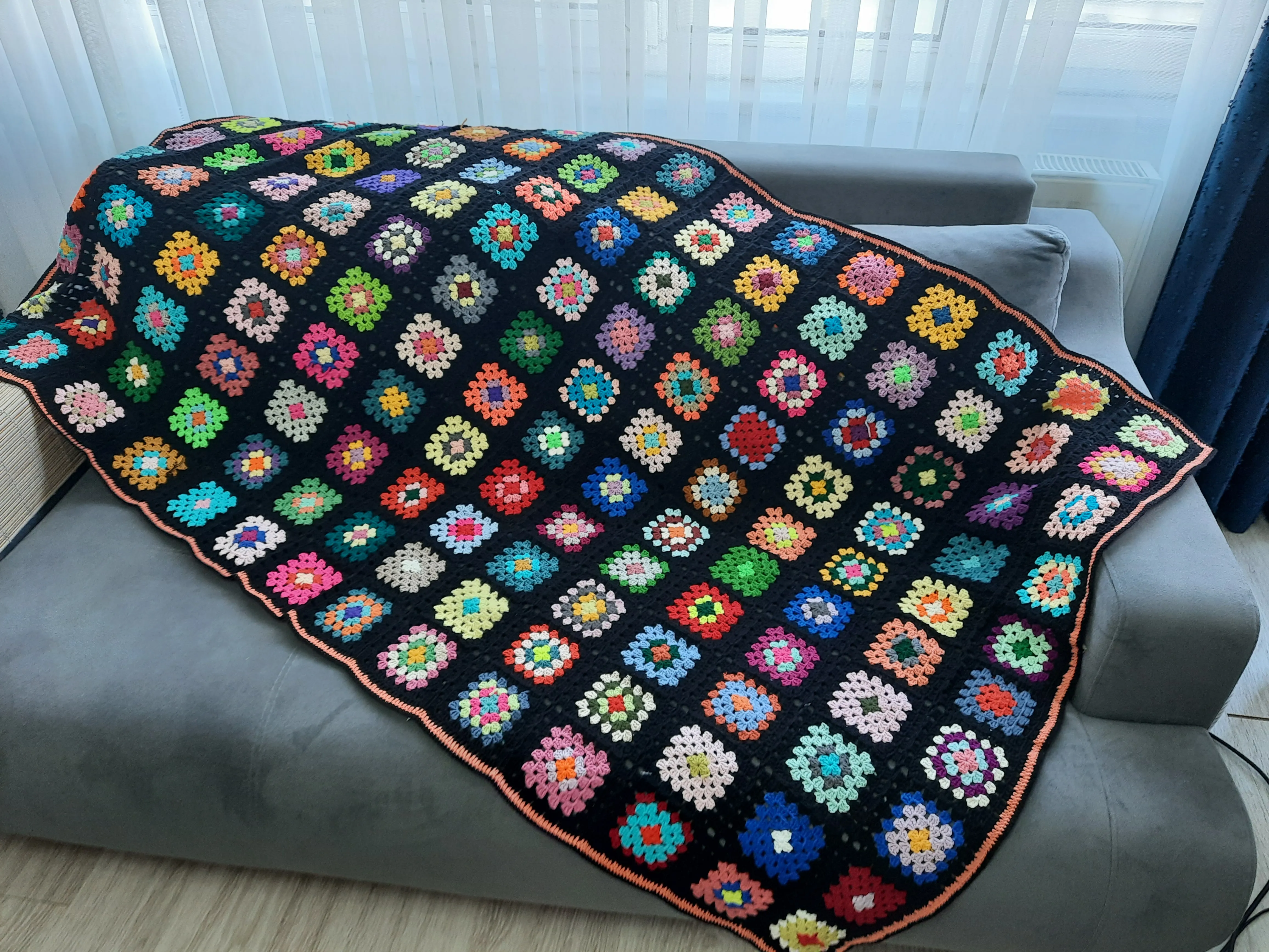 Colorful Motif Plaid Cotton Granny Blanket - Couch Throw