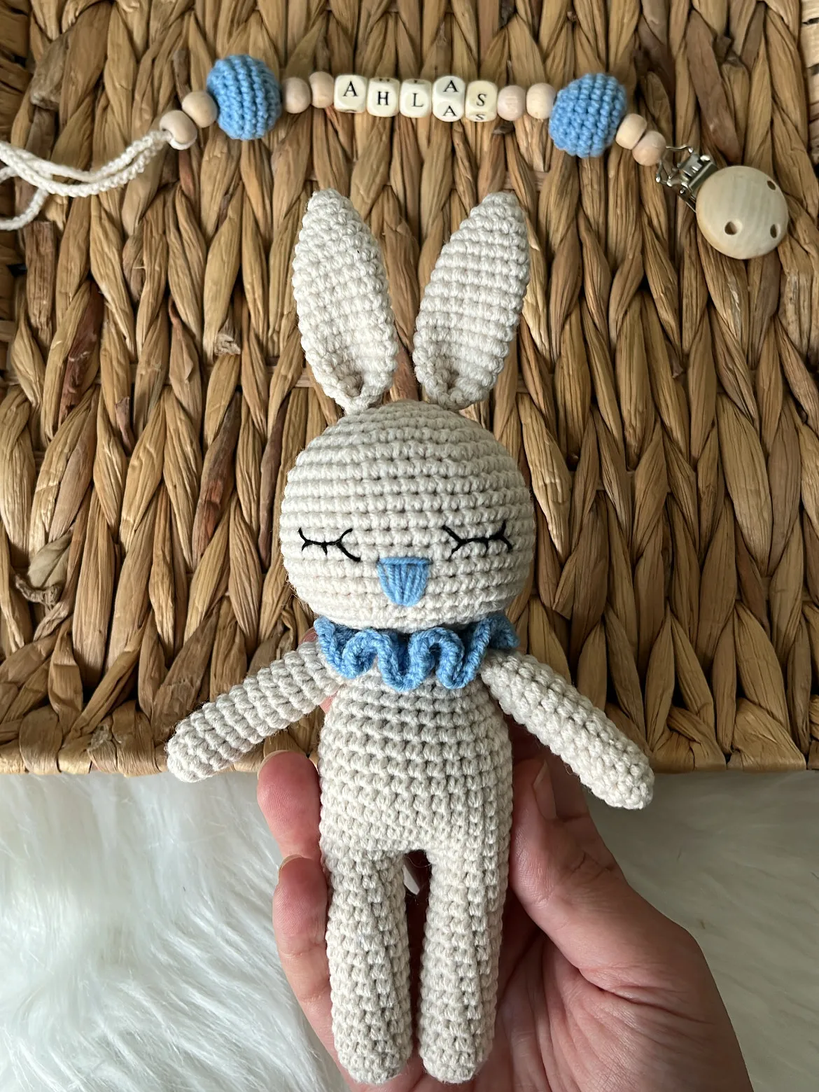 Amigurumi Fındık Rengi Tavşan Oyuncak Seti - El Yapımı Bebek Hediyesi