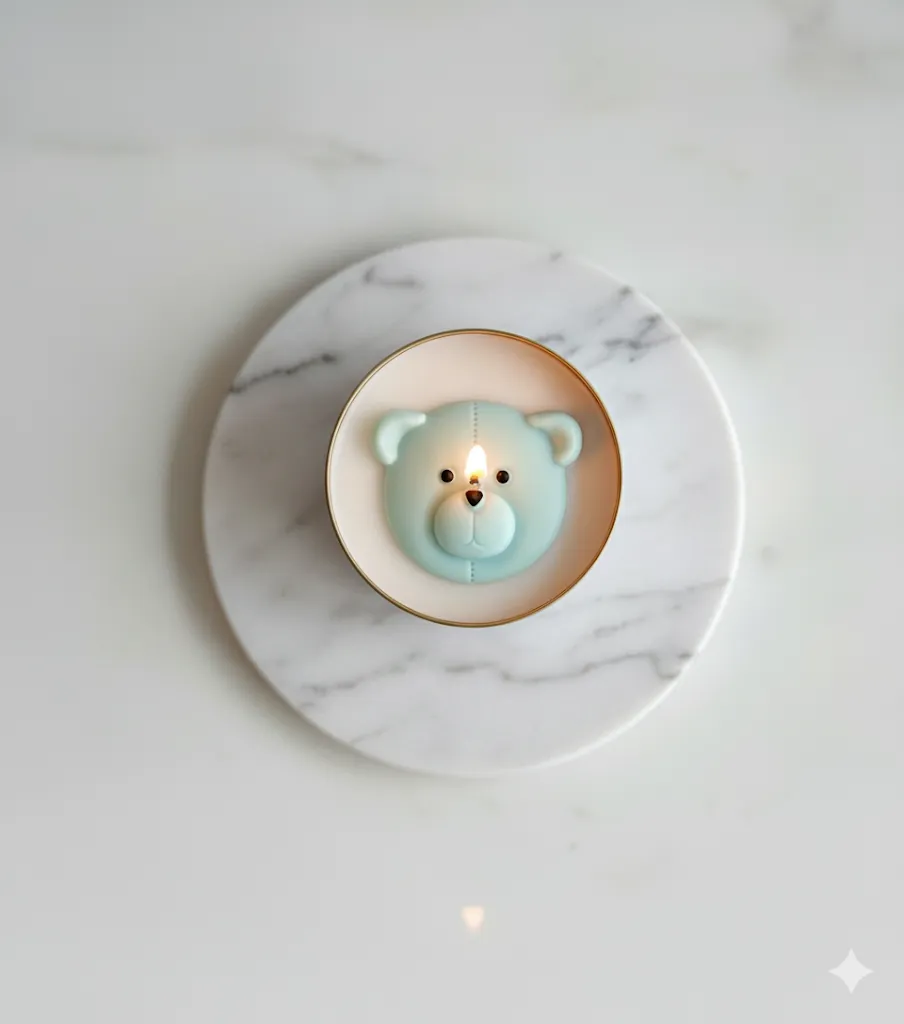 Turkuaz Renkli Ayı Şeklinde Mum