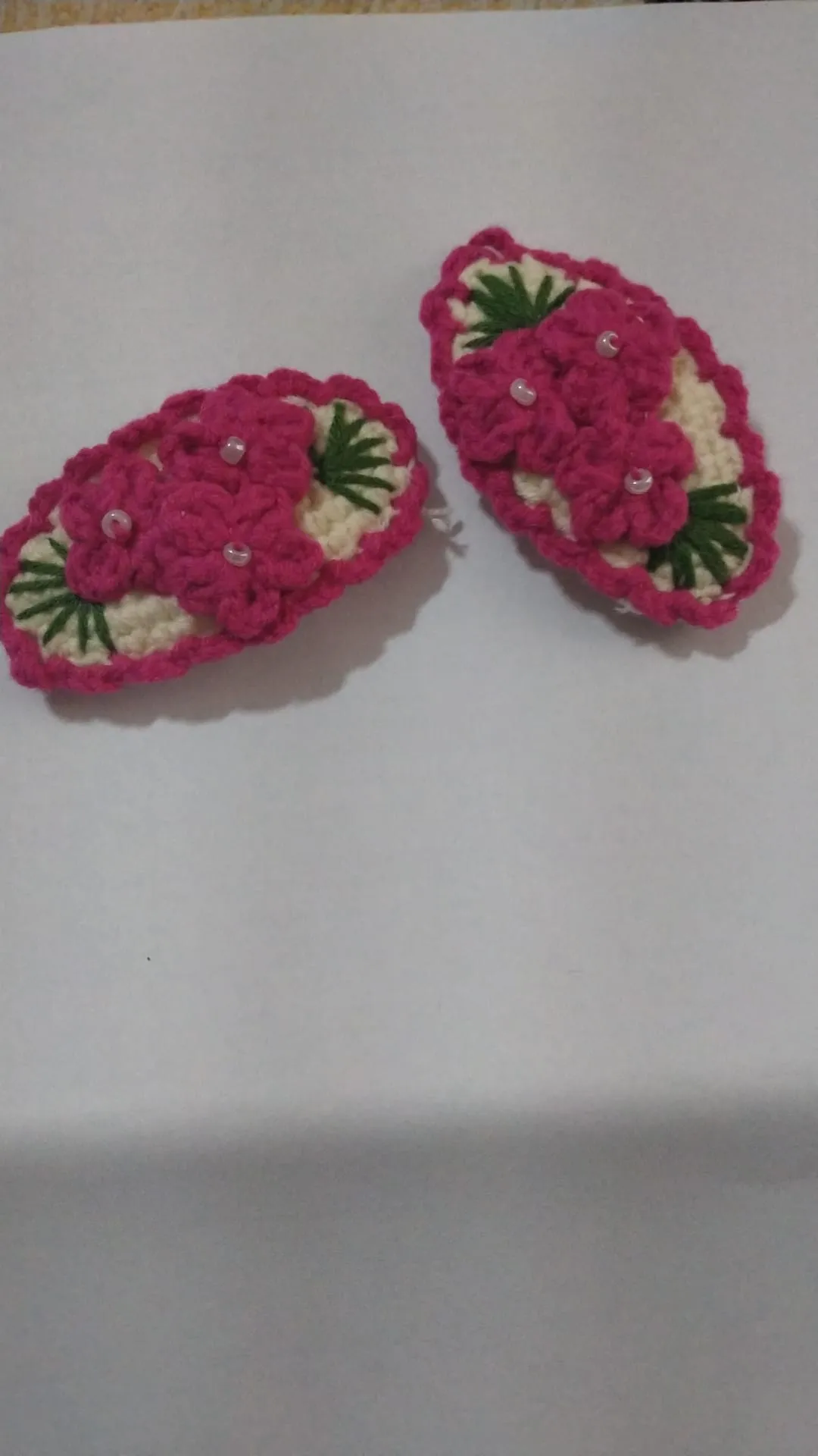 Pink Knit Flower Detailed Hair Clip - Handmade Hair Accessory