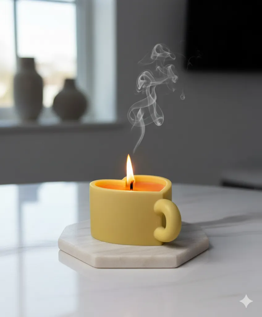 Kalp Şeklinde Kupa Mum