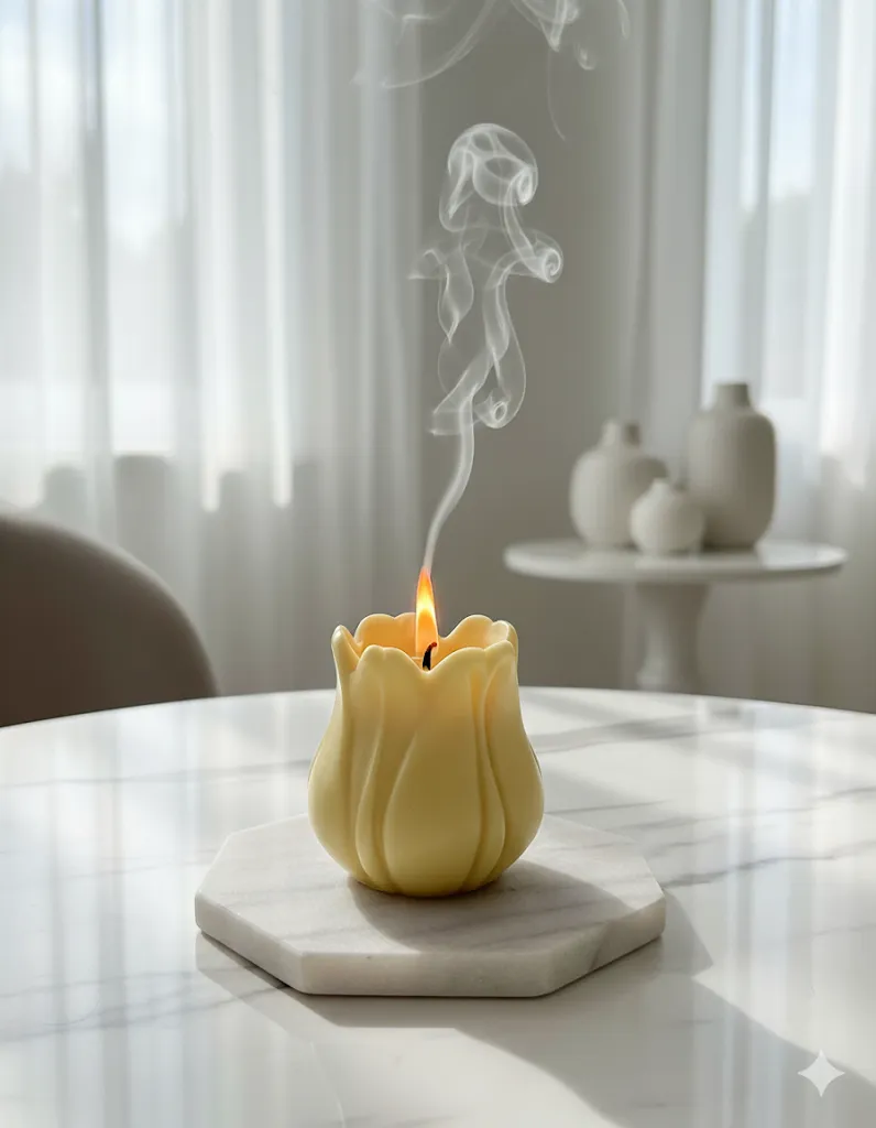 Sarı Lale Şeklindeki Mum