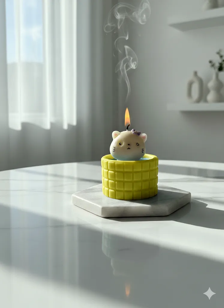 Sevimli Sarı Ayıcık Figürlü Dekoratif Mum