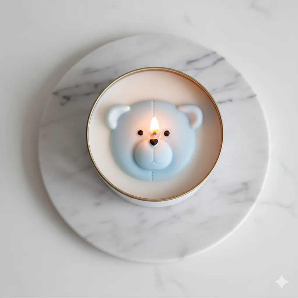 Mavi Ayıck Şeklindeki Mum
