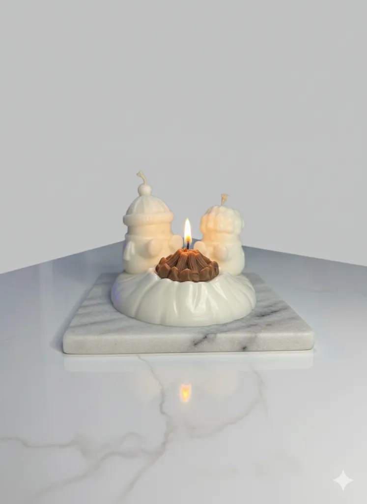 Dekoratif Balkabağı ve Meşe Palamudu Tasarımlı Mum Seti