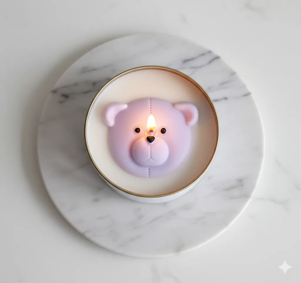 Purple Bear Shaped Candle