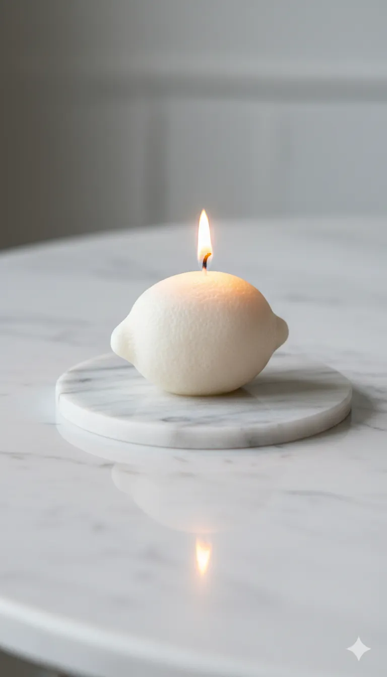 Beyaz Limon Şeklindeki Mum