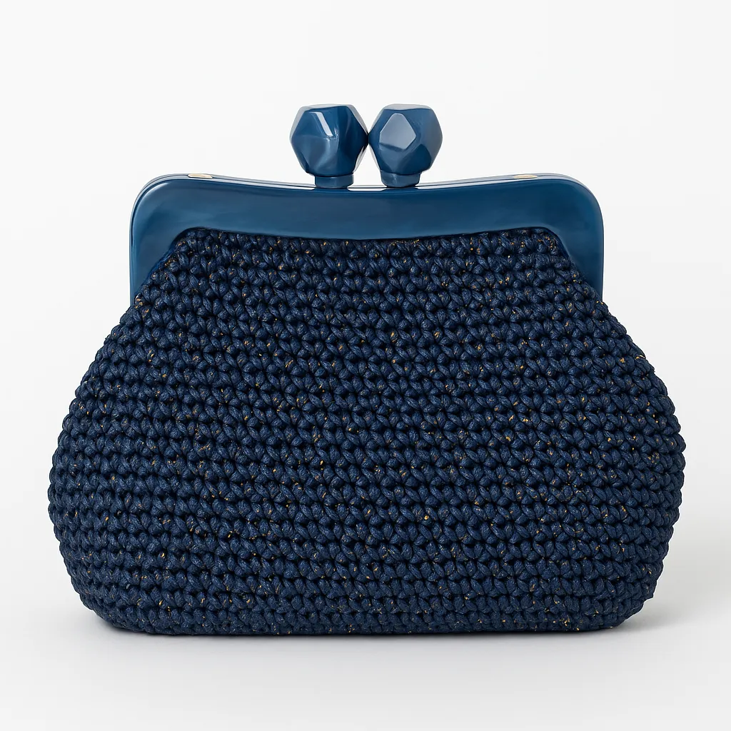 Burslu Çanta – Lacivert Örgü El İşçiliği