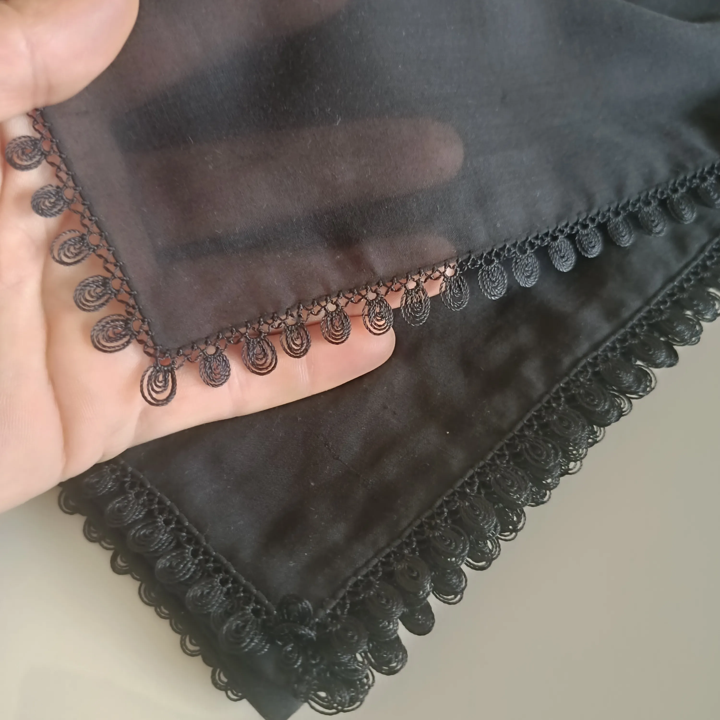 Black Headscarf Edge Lace - Keloğlan Lace Tulle Model