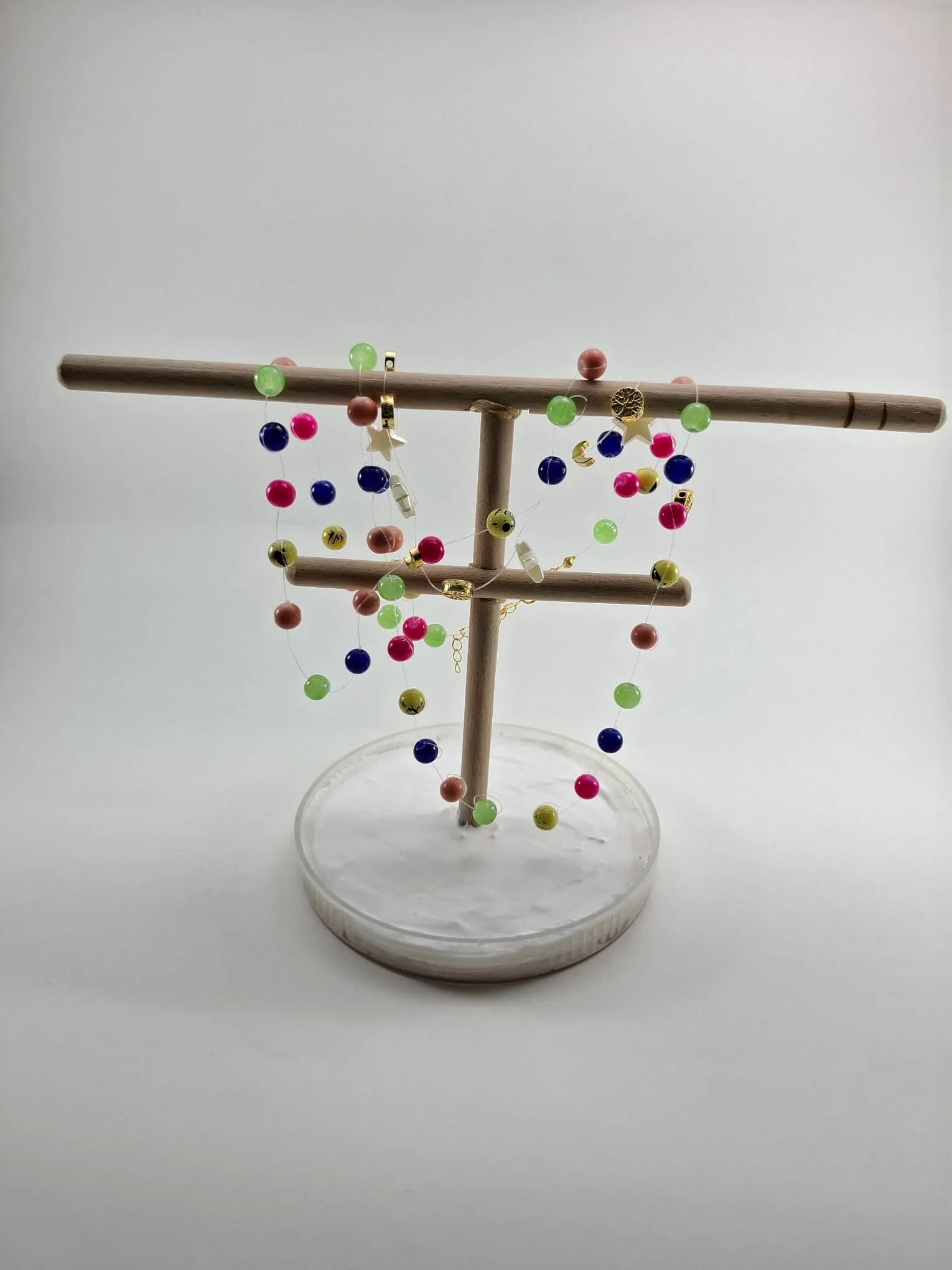 Multi-colored Beaded and Metal Figured Two-Layer Necklace