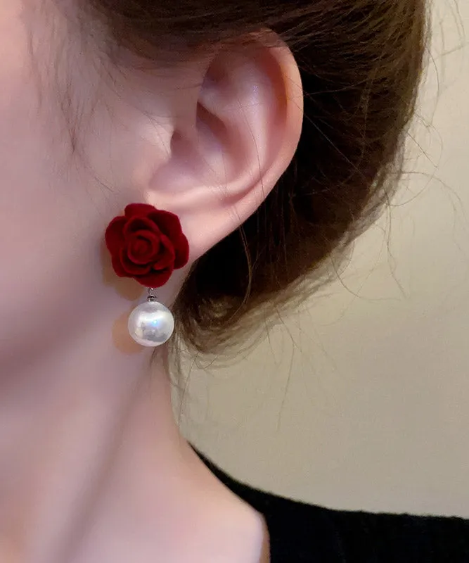 Velvet and pearl elegance earrings