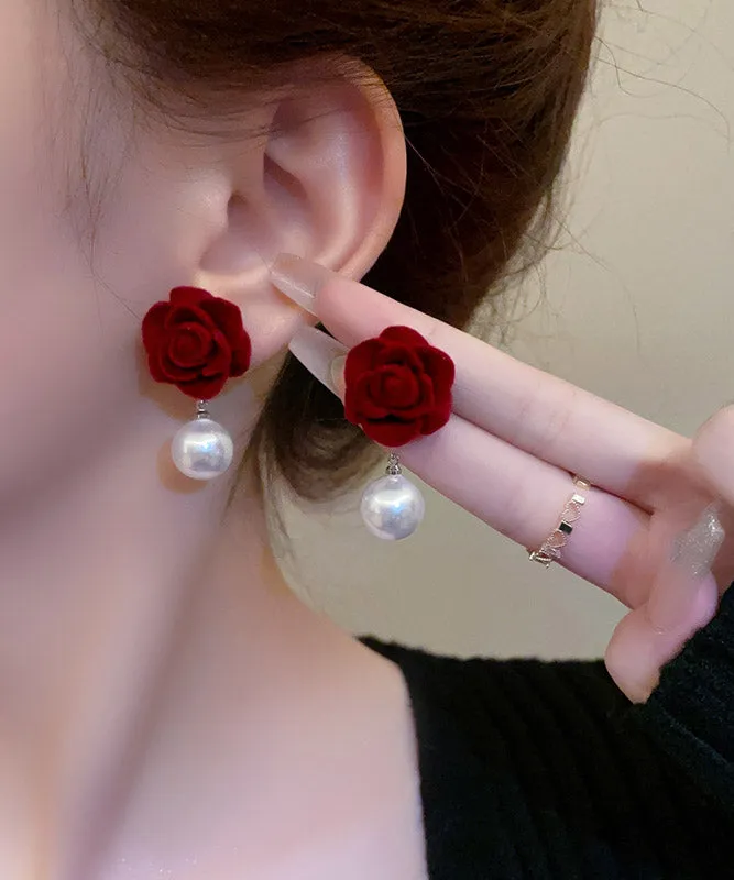Velvet and pearl elegance earrings