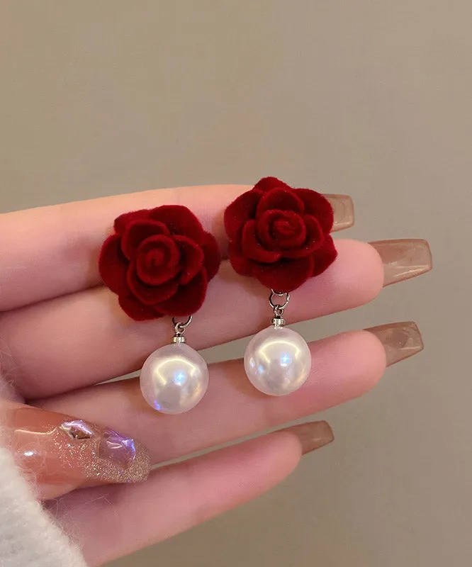 Velvet and pearl elegance earrings