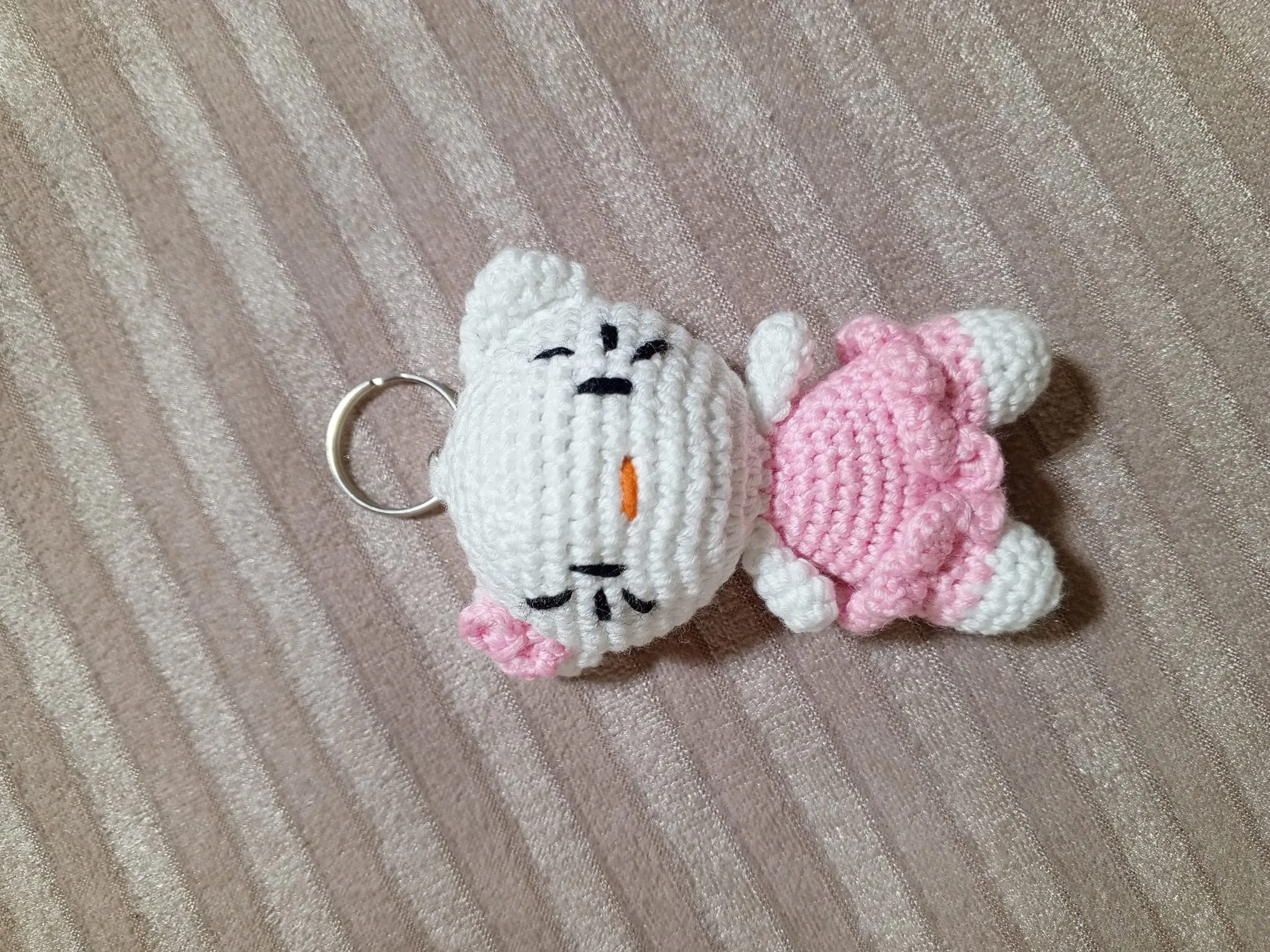 Crochet Hello Kitty Keychain - Hand-Crocheted Design from Cotton Yarn