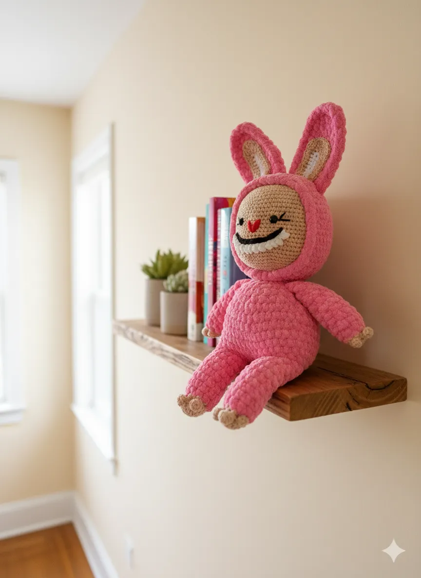 Pink Velvet Amigurumi LABUBU Toy Doll - Handmade Gift