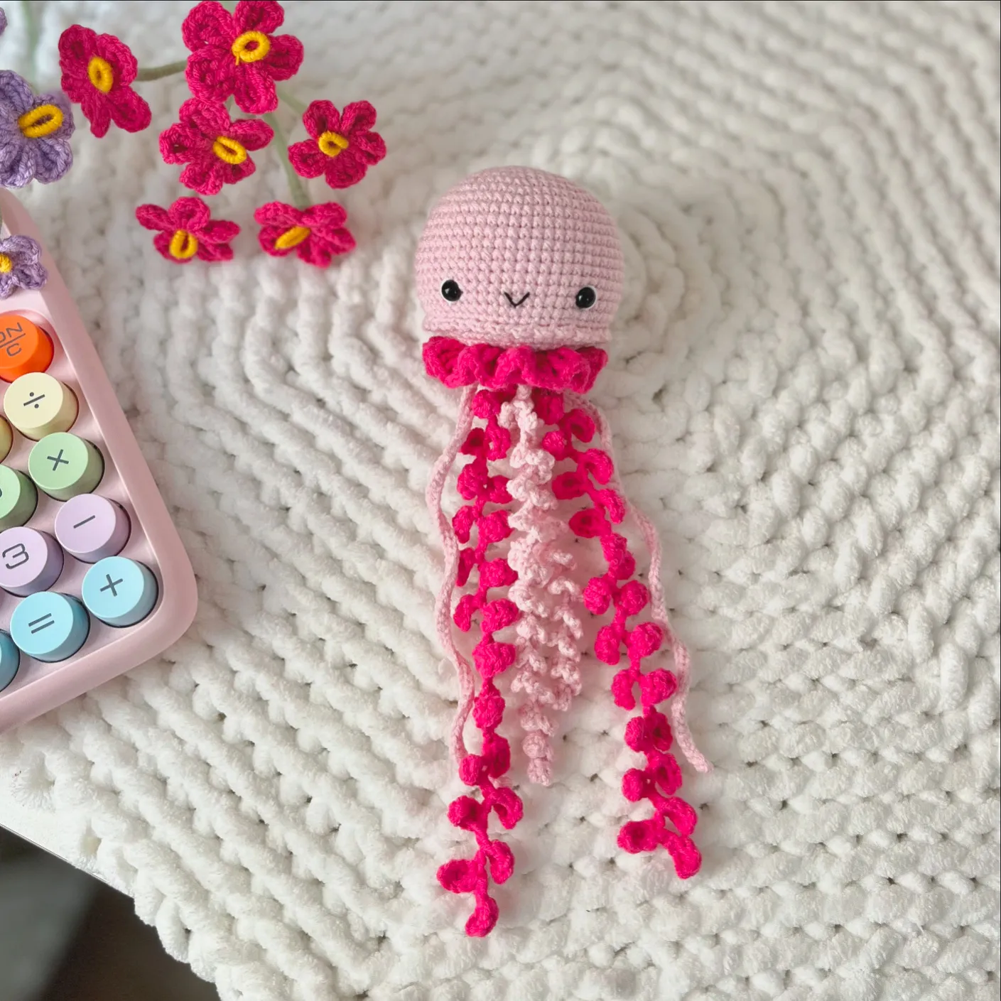 Pink Amigurumi Octopus Toy Doll - Handmade