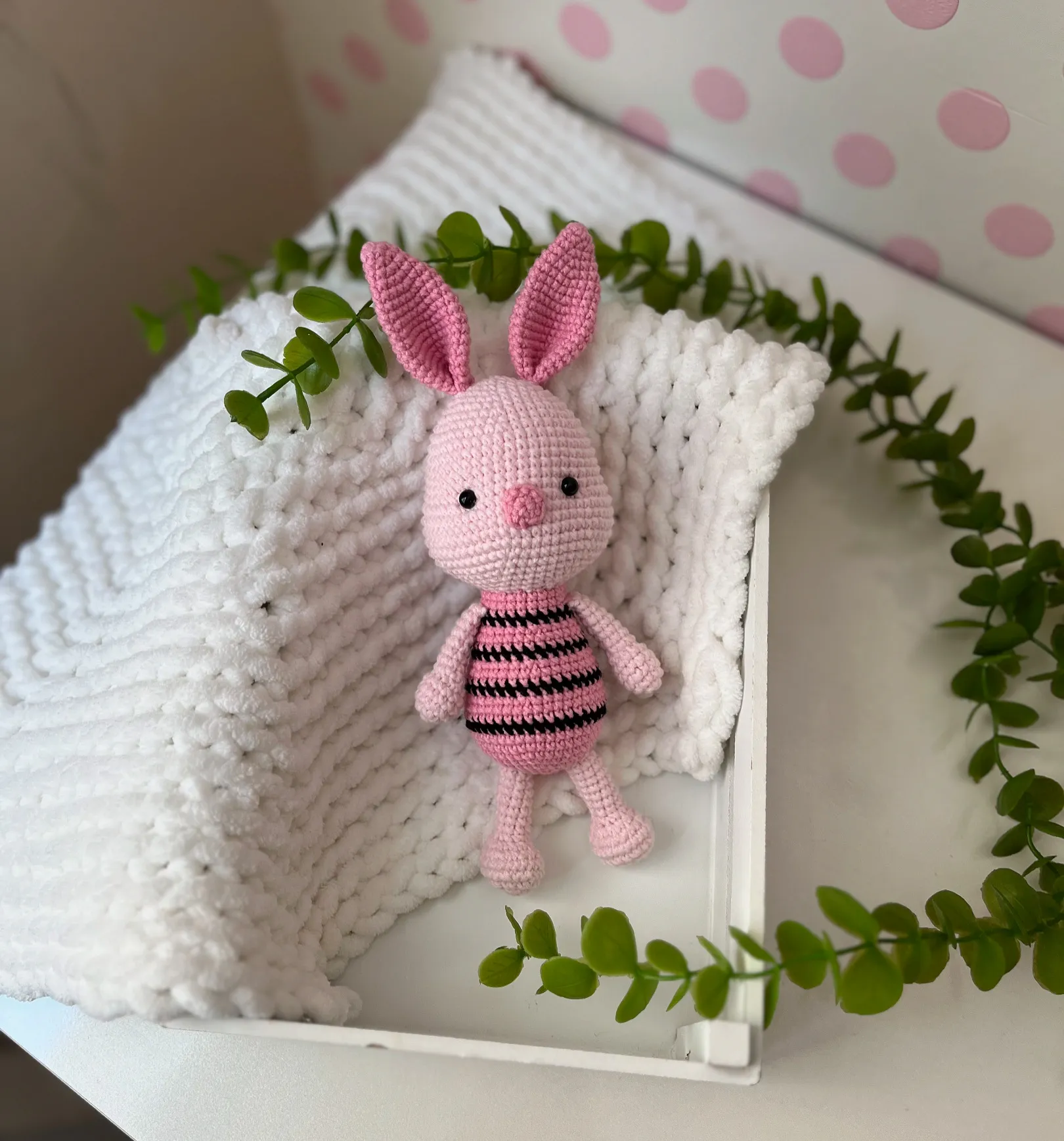 Pembe Amigurumi Piglet Oyuncak Bebek - El Emeği Örgü Domuzcuk