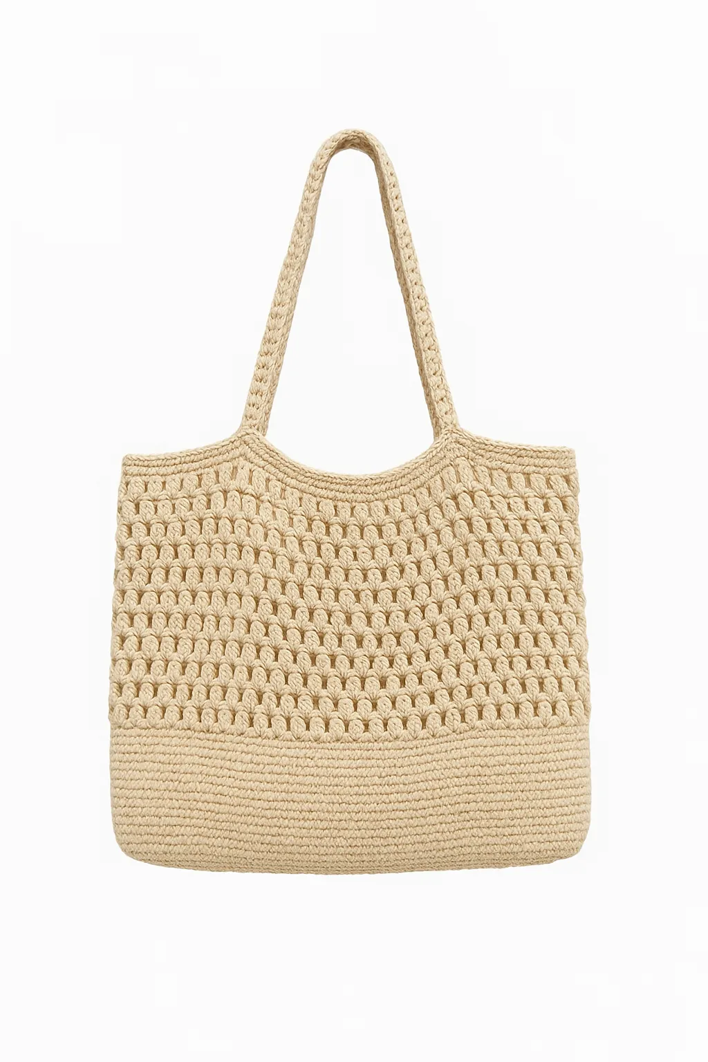 Beige Macrame Knitted Shoulder Bag - Stylish Design for Everyday Use