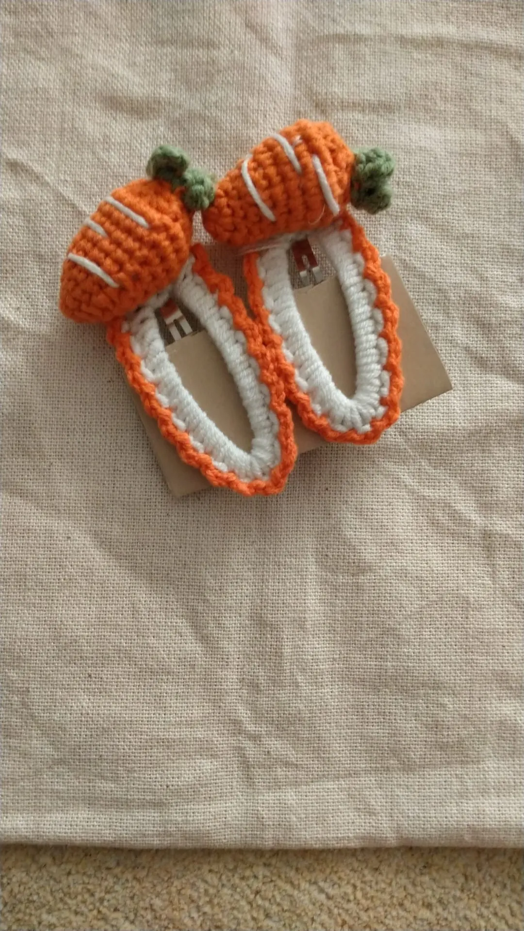 Orange Carrot Figured Knitted Hair Clip Set - Handmade Hair Accessory