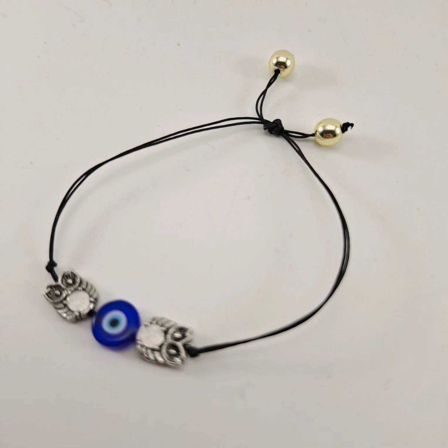 Owl Figured Drawstring Evil Eye Adjustable Bracelet 3-Piece Set