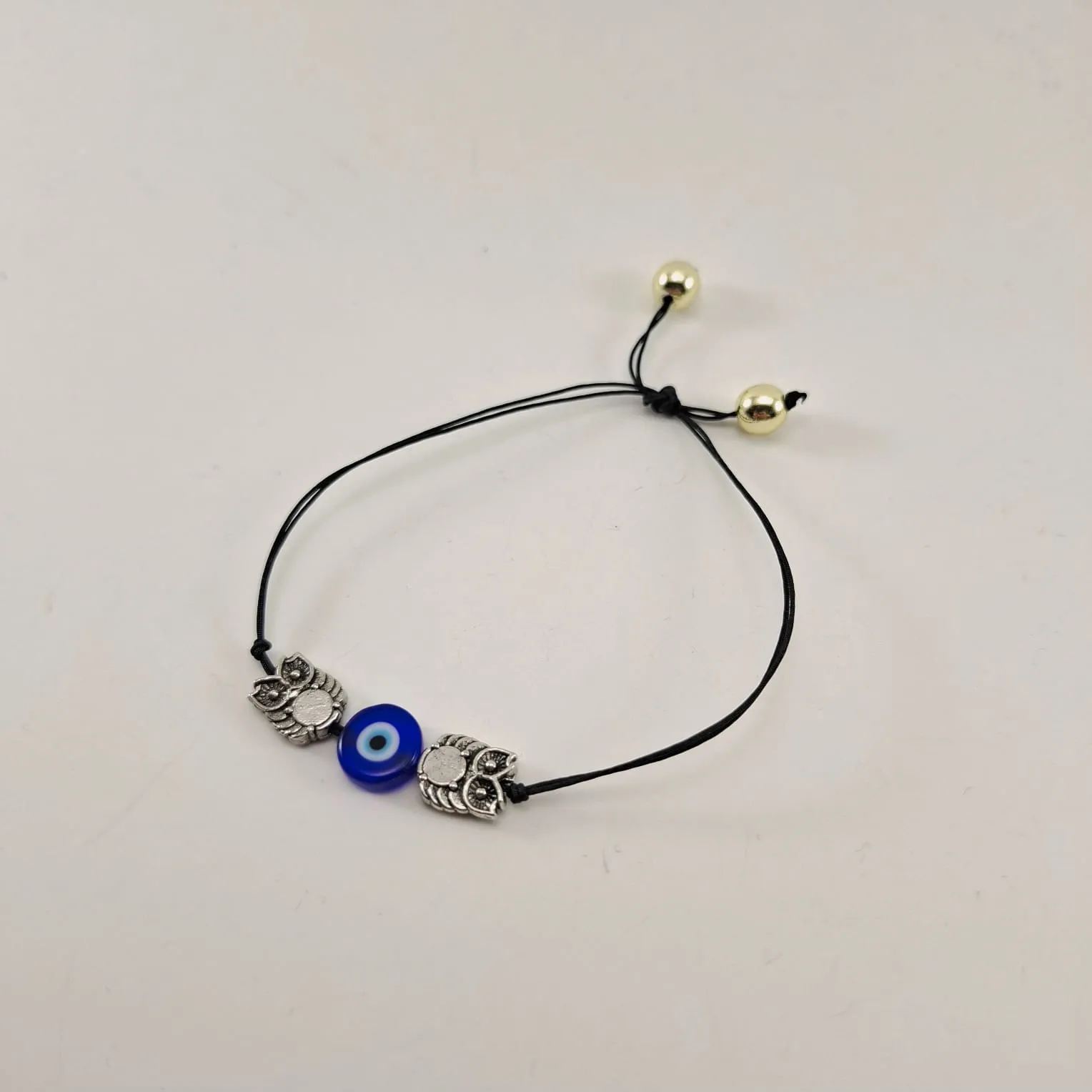 Owl Figured Drawstring Evil Eye Adjustable Bracelet 3-Piece Set