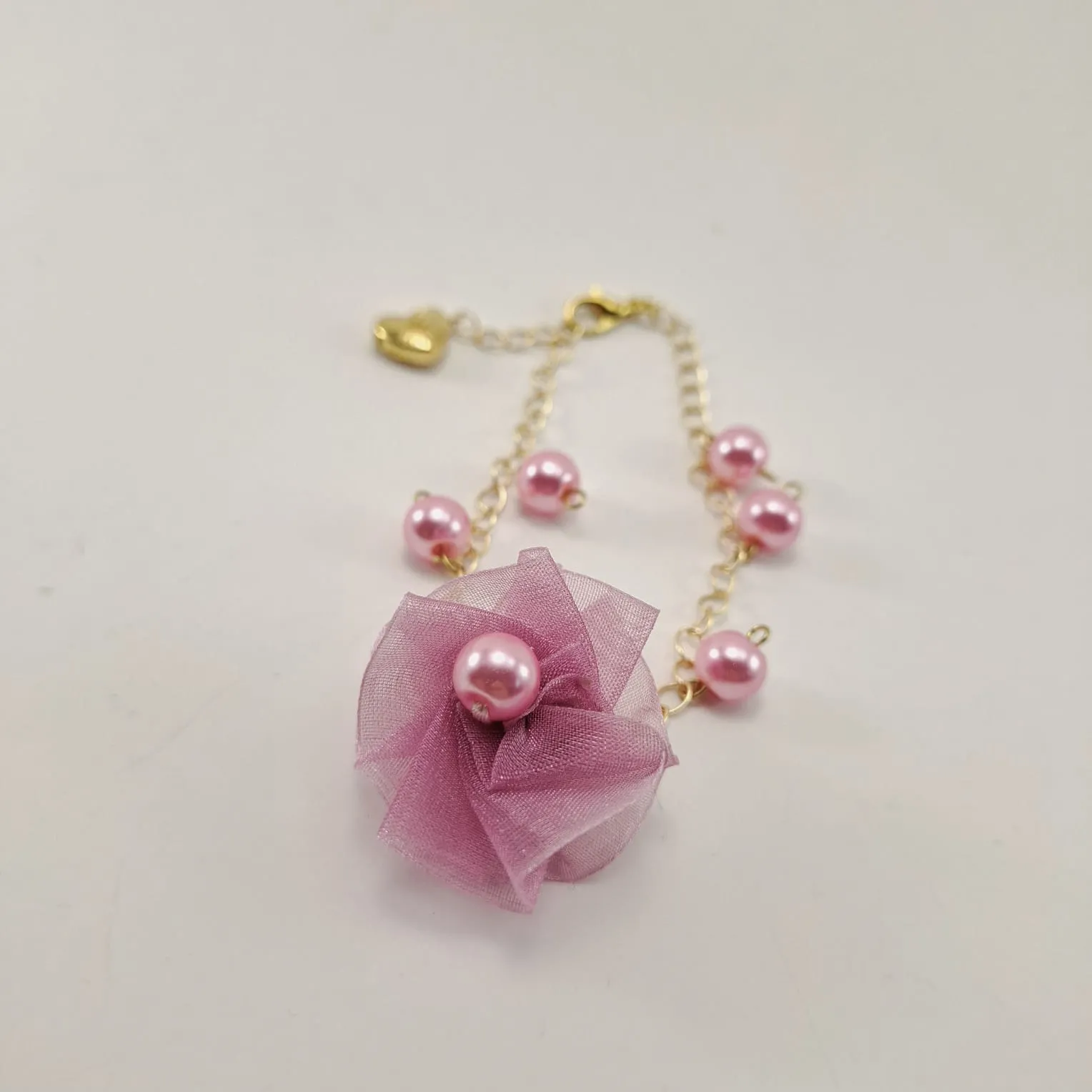 Gül Figürlü Pembe Bileklik