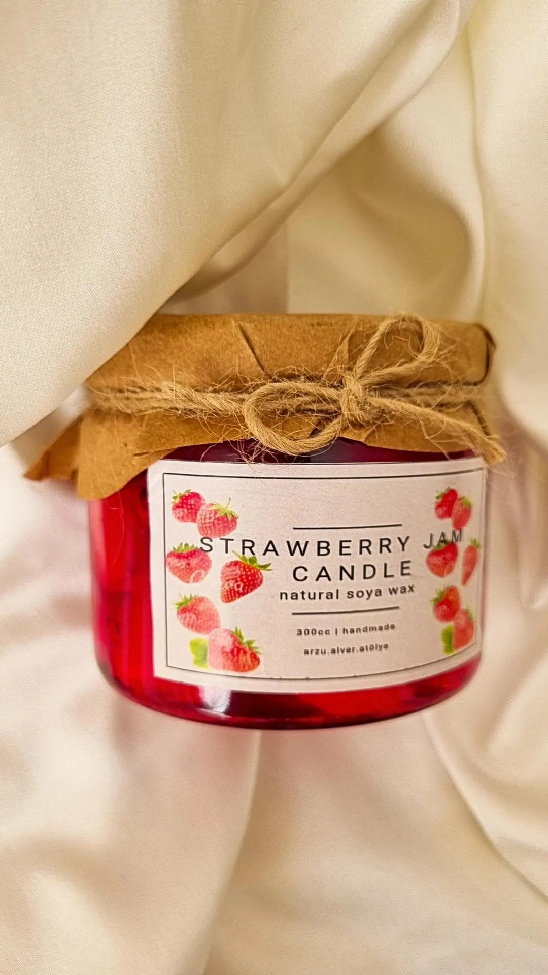 Strawberry Scented Gel Candle - Decorative Jam-Look Soy Wax Candle