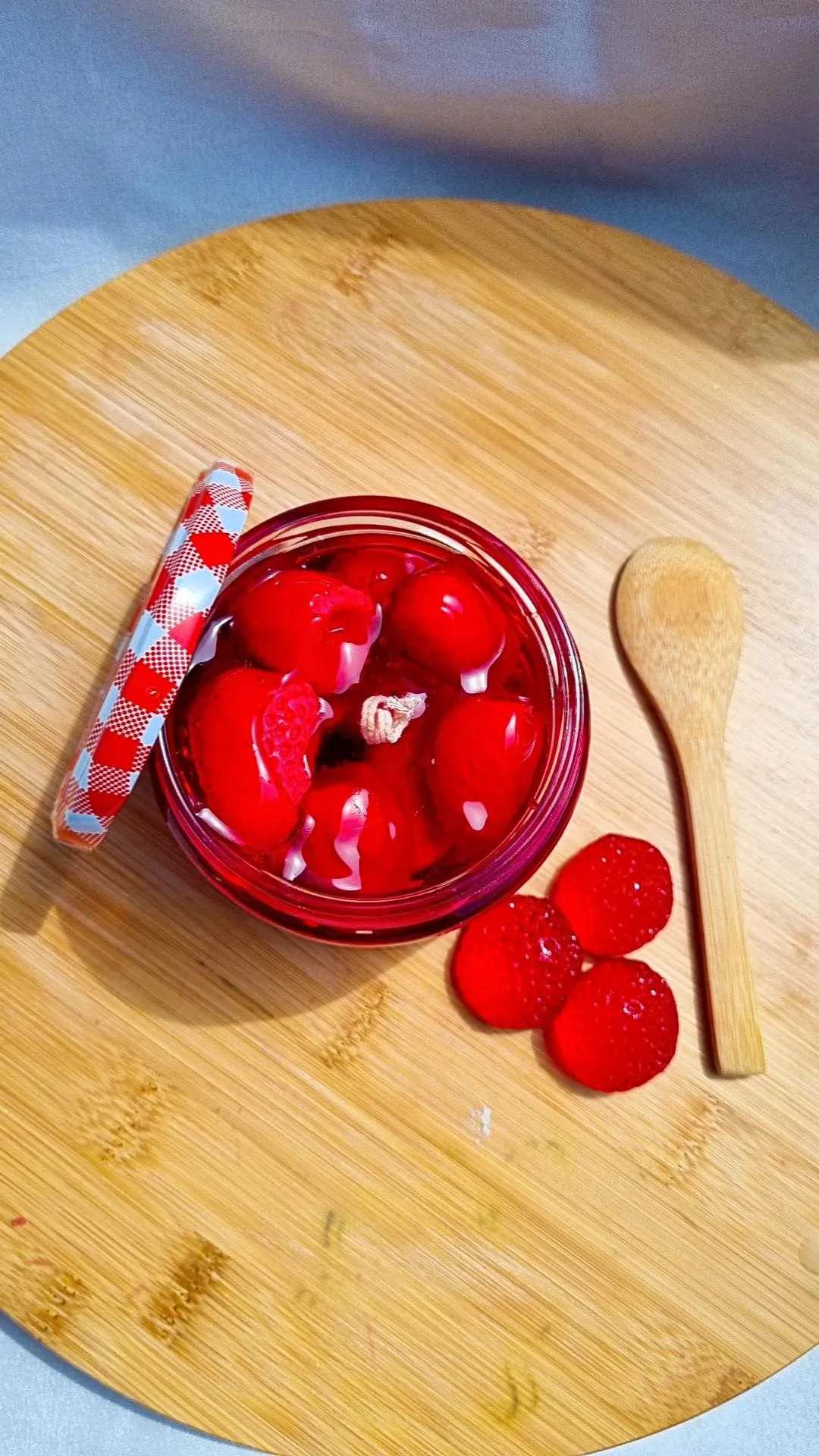 Strawberry Scented Gel Candle - Decorative Jam-Look Soy Wax Candle